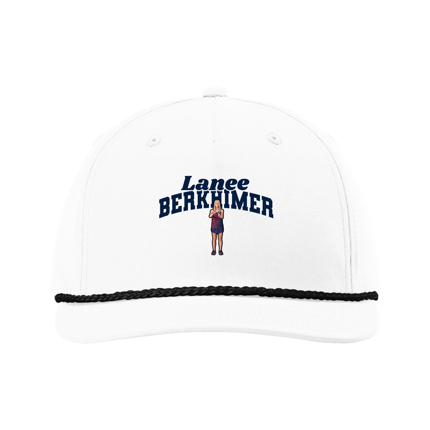 Five-Panel Classic Rope Cap — Signature Arch in White