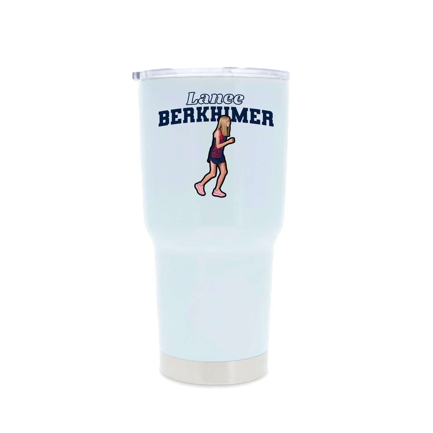 30oz Stainless Steel Tumbler — Name Arch in White