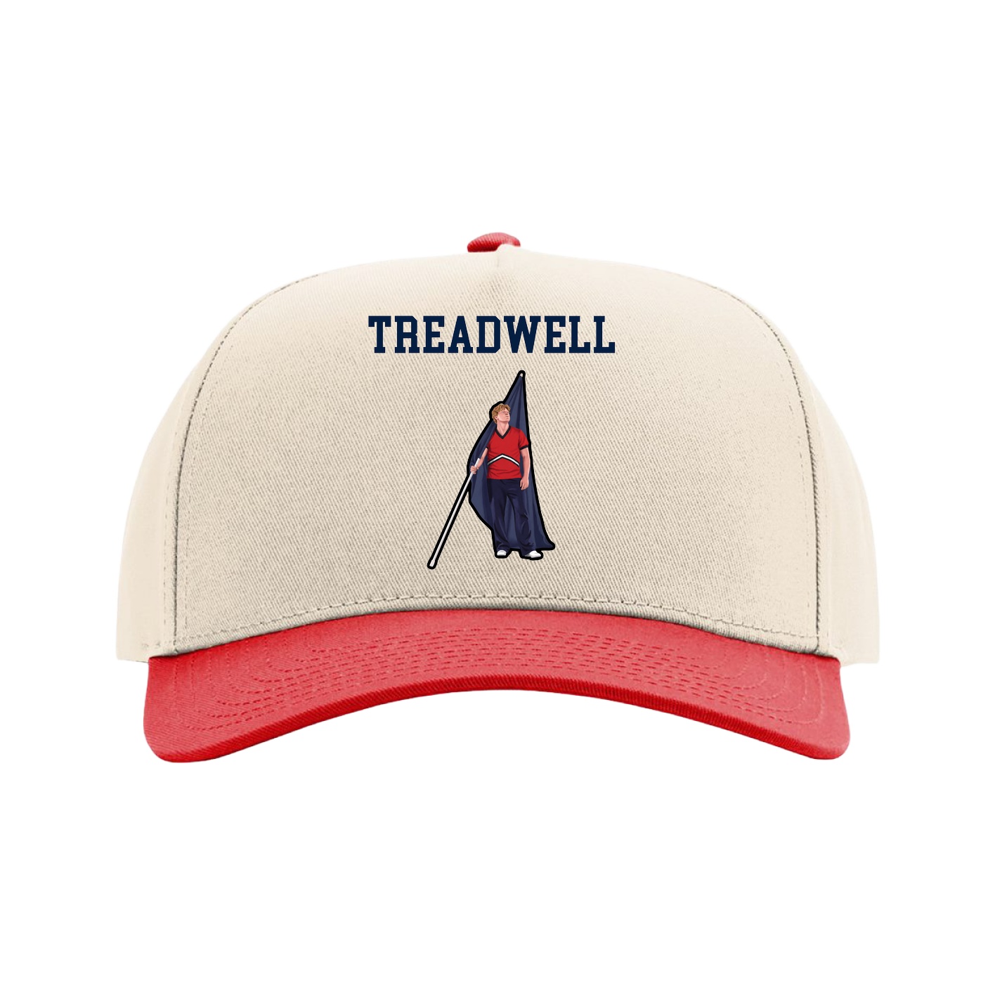 Full Fabric Five-Panel Champ Cap — Shirsey in Cream/Red