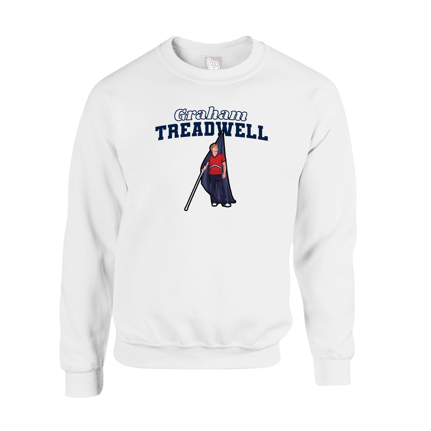 Fleece Crew — Name Arch in White