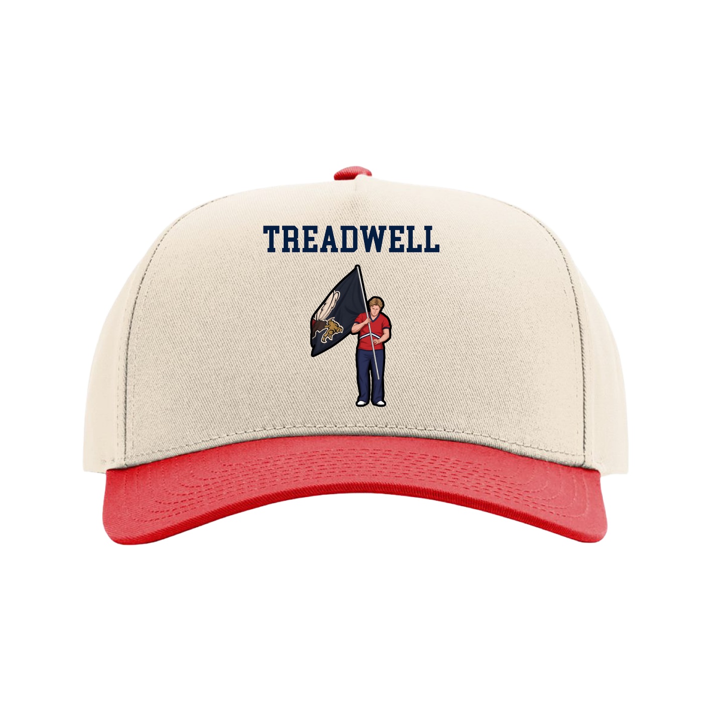 Full Fabric Five-Panel Champ Cap — Shirsey in Cream/Red