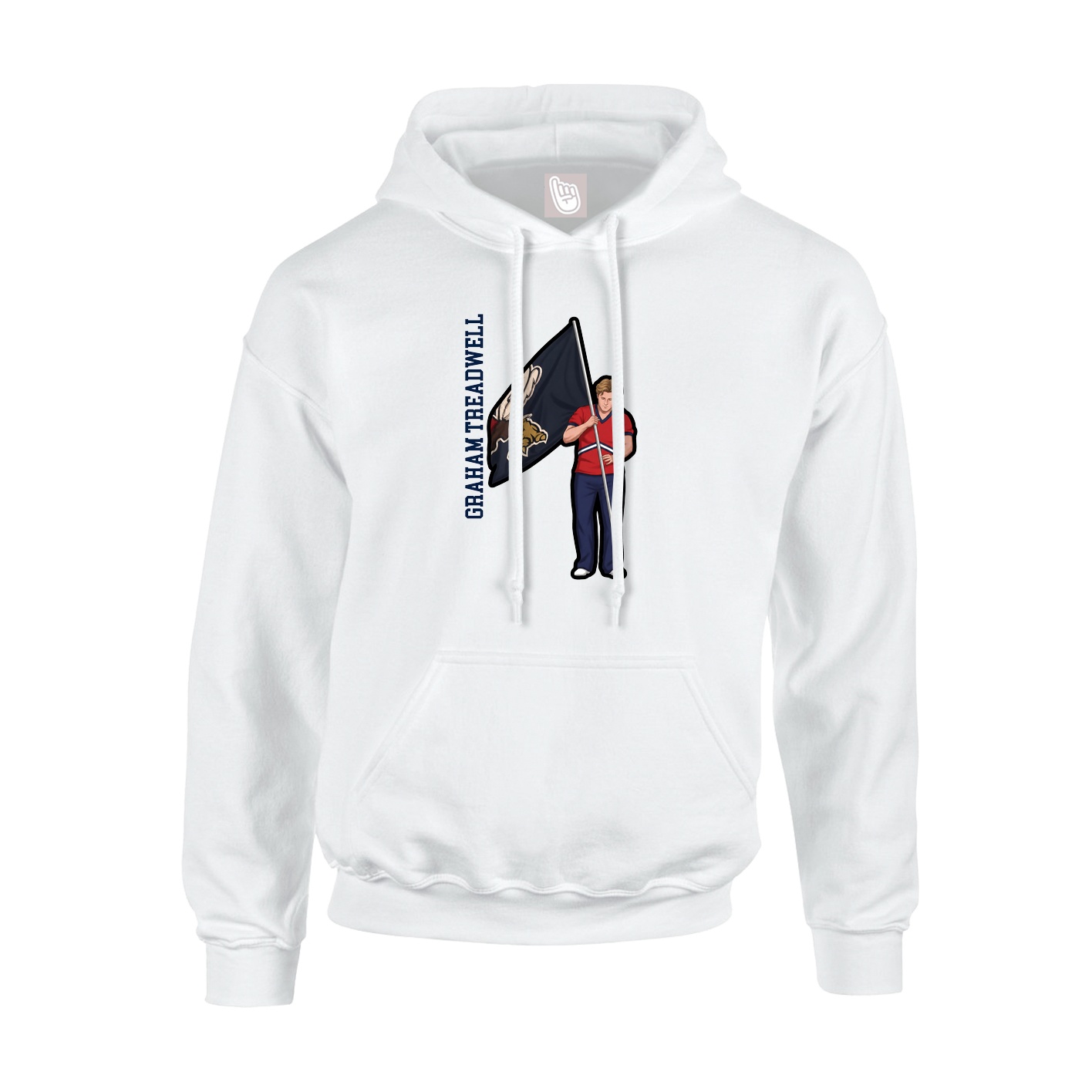 Youth Hoodie — Name Vertical in White