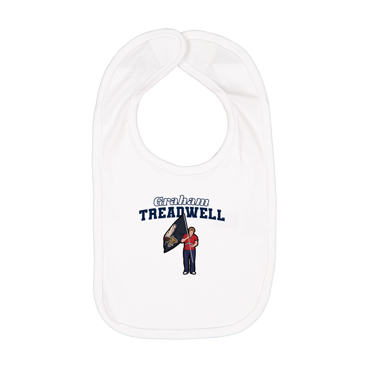 Infant Bib — Name Arch in White