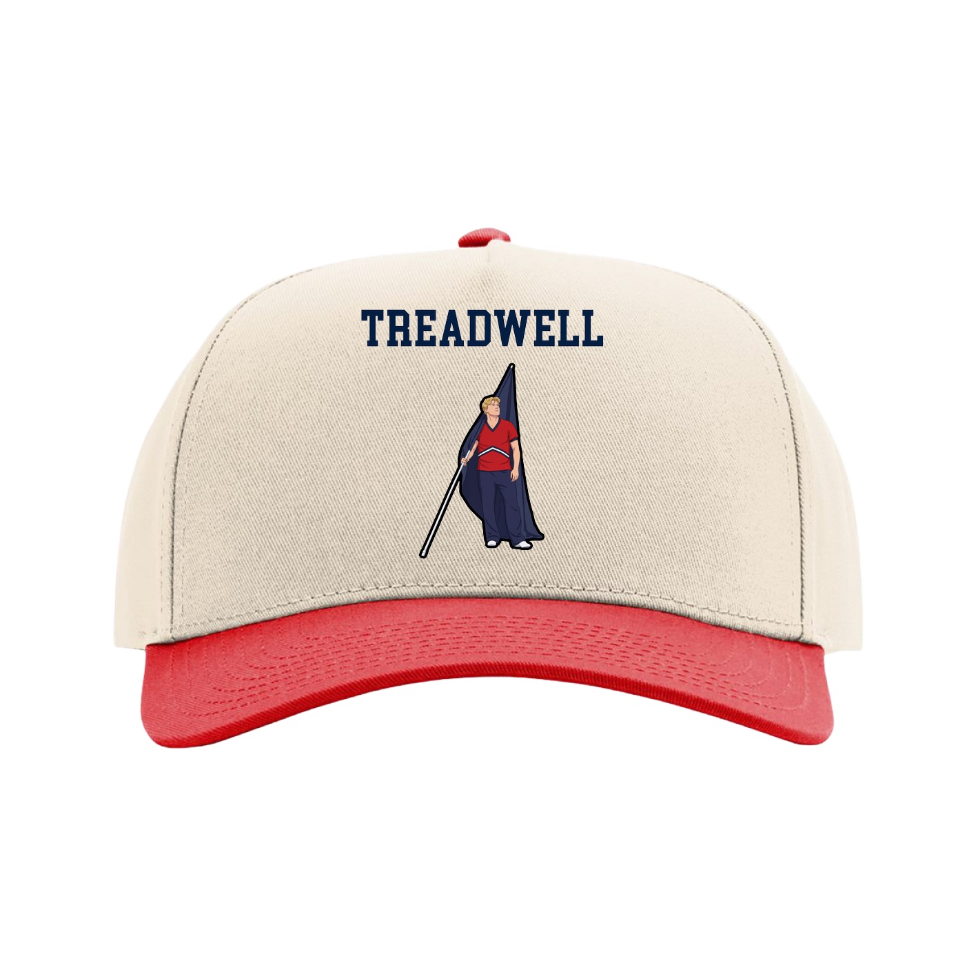 Full Fabric Five-Panel Champ Cap — Shirsey in Cream/Red