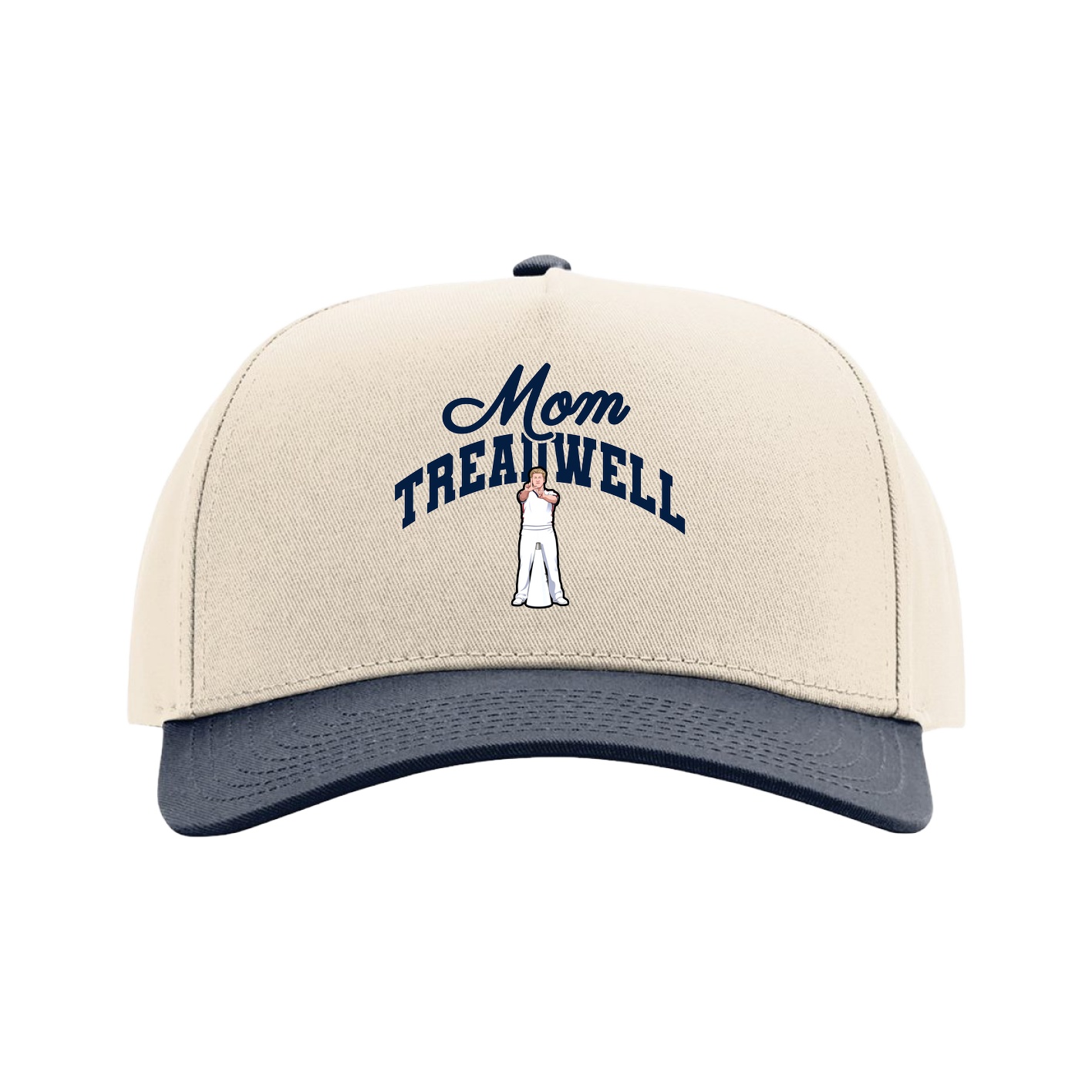 Full Fabric Five-Panel Champ Cap — Mothers Day Arch in Cream/Navy