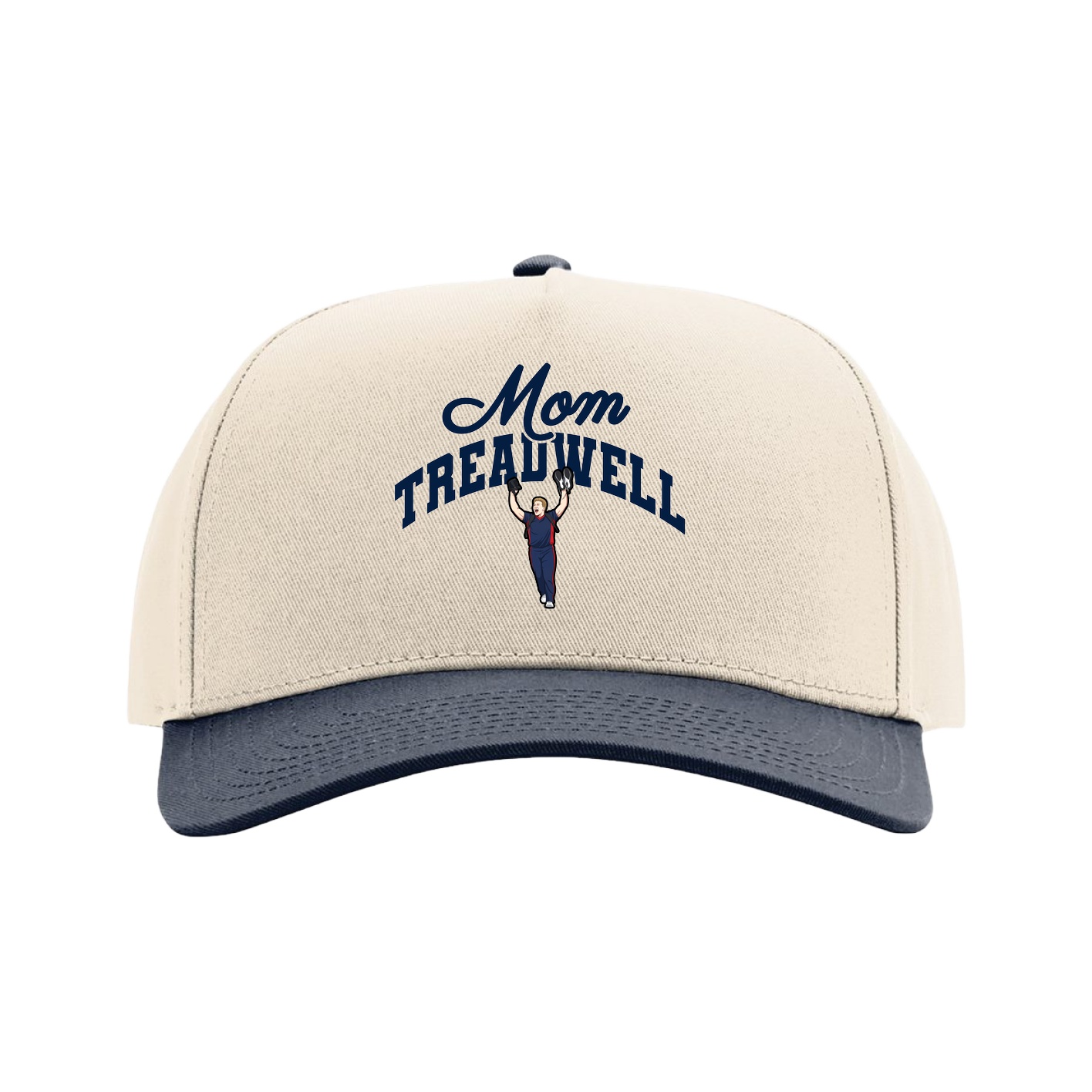 Full Fabric Five-Panel Champ Cap — Mothers Day Arch in Cream/Navy