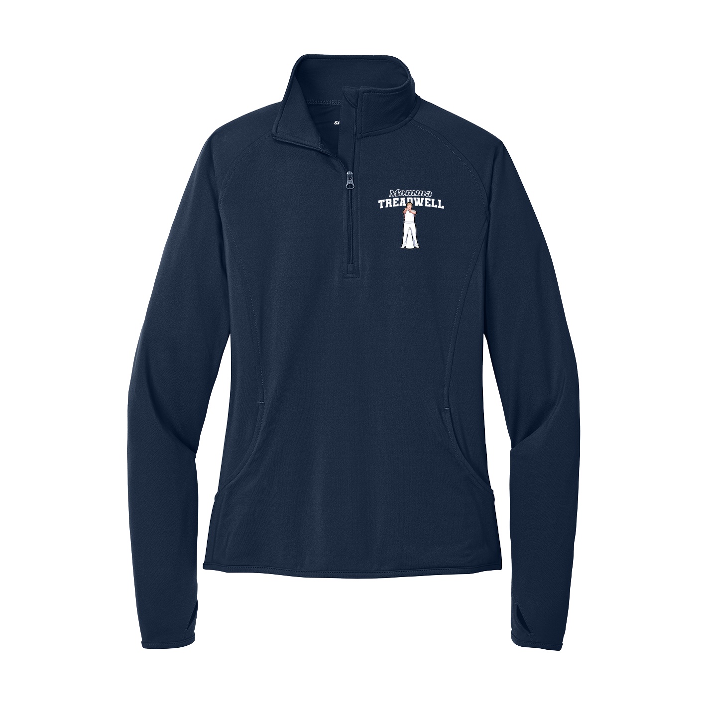 Women's Q-Zip Pullover — Mothers Day Block in Navy