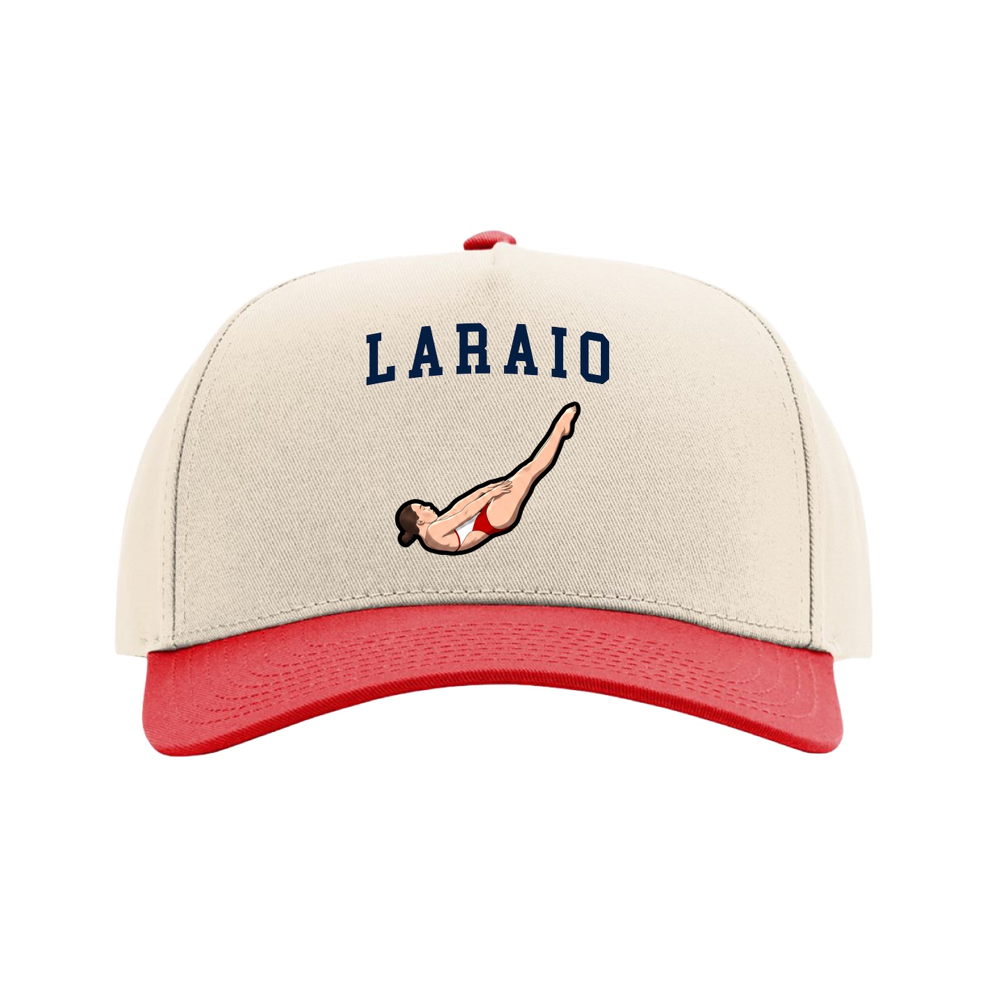 Full Fabric Five-Panel Champ Cap — Shirsey in Cream/Red