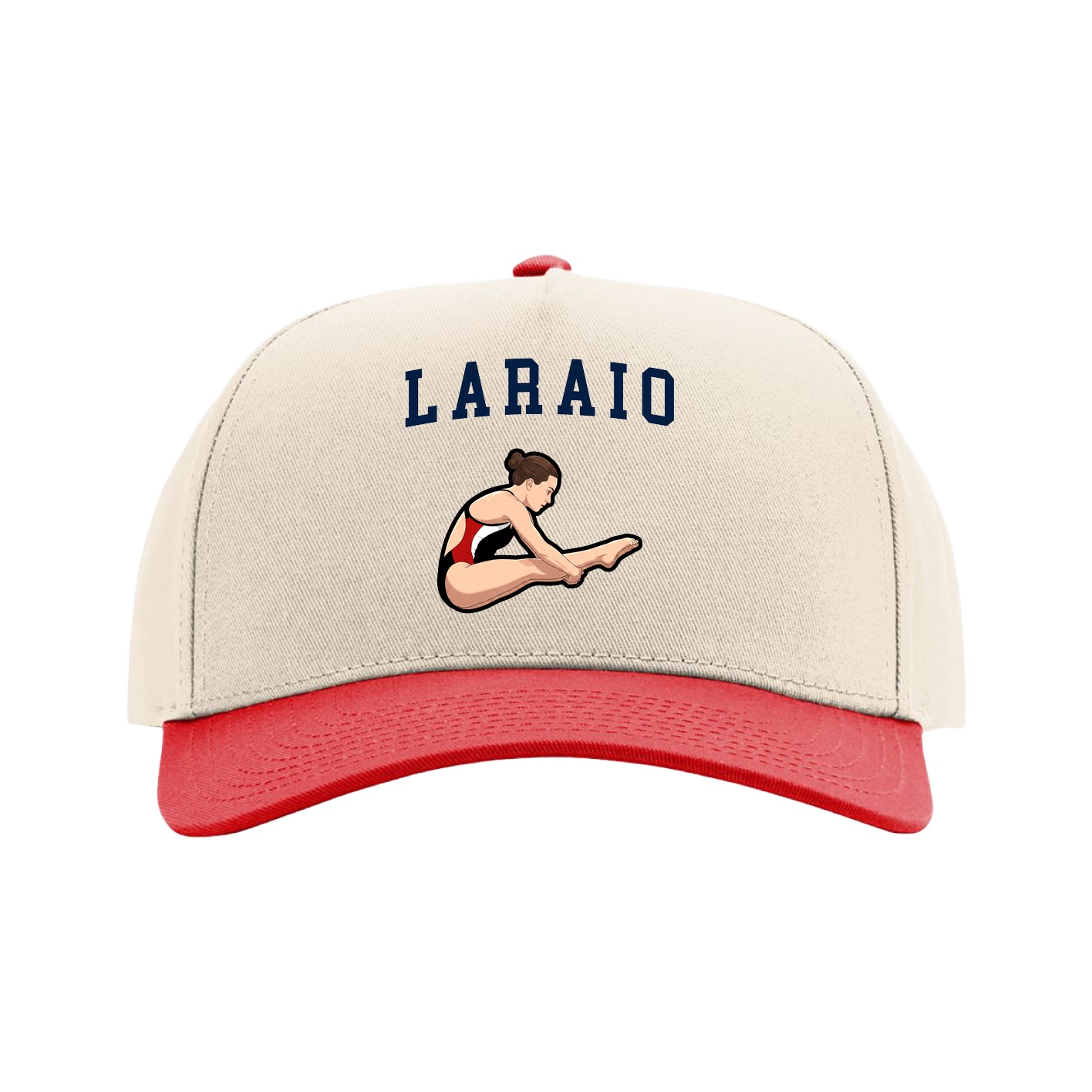 Full Fabric Five-Panel Champ Cap — Shirsey in Cream/Red