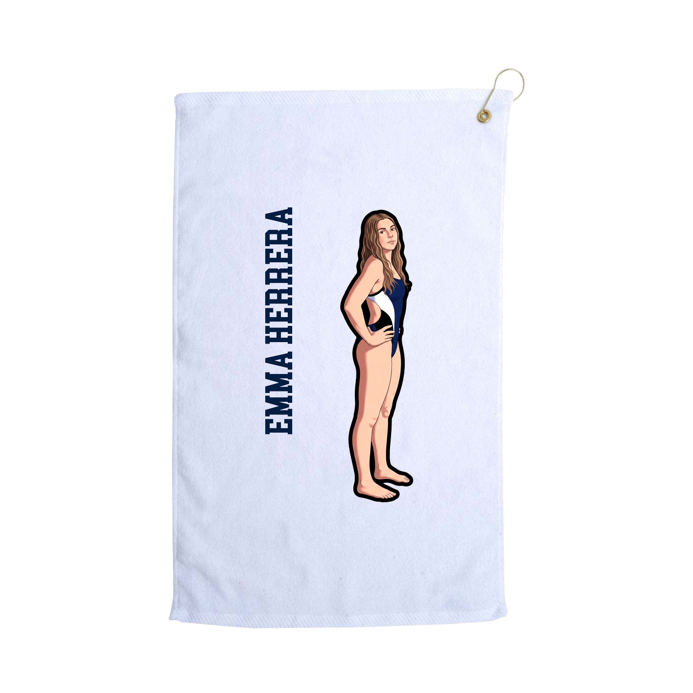 Golf Towel — Name Vertical in White