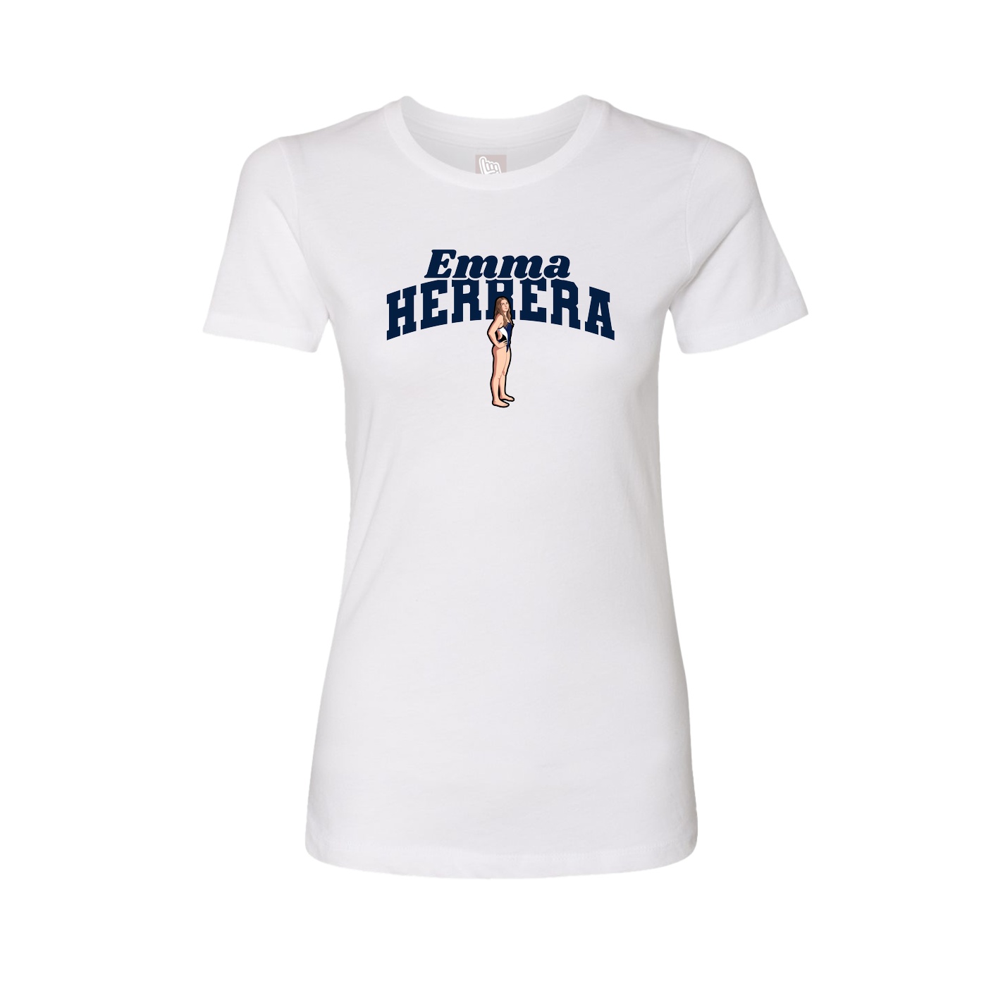 Fitted Women's Tee — Signature Arch in White