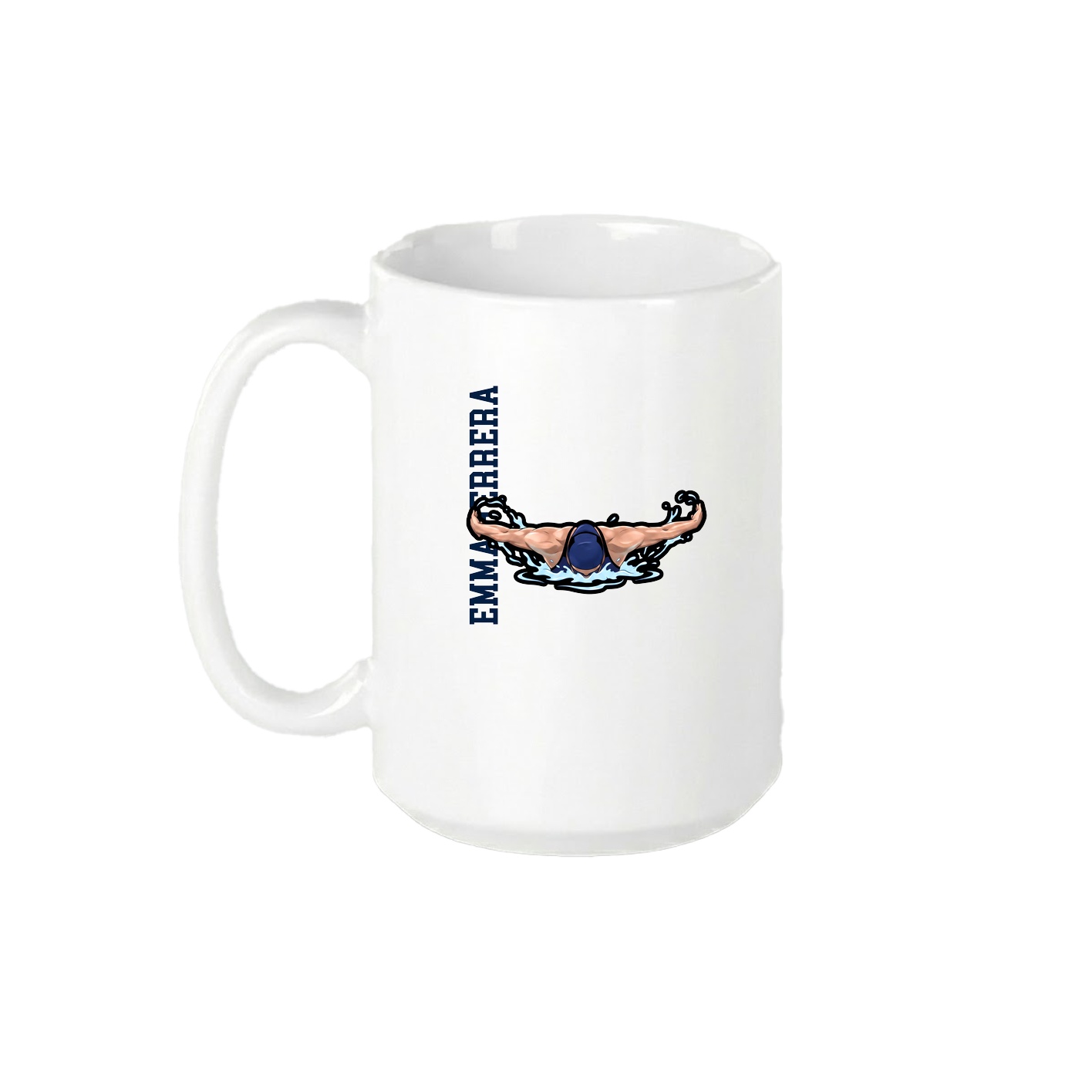 15oz Coffee Mug — Name Vertical in White