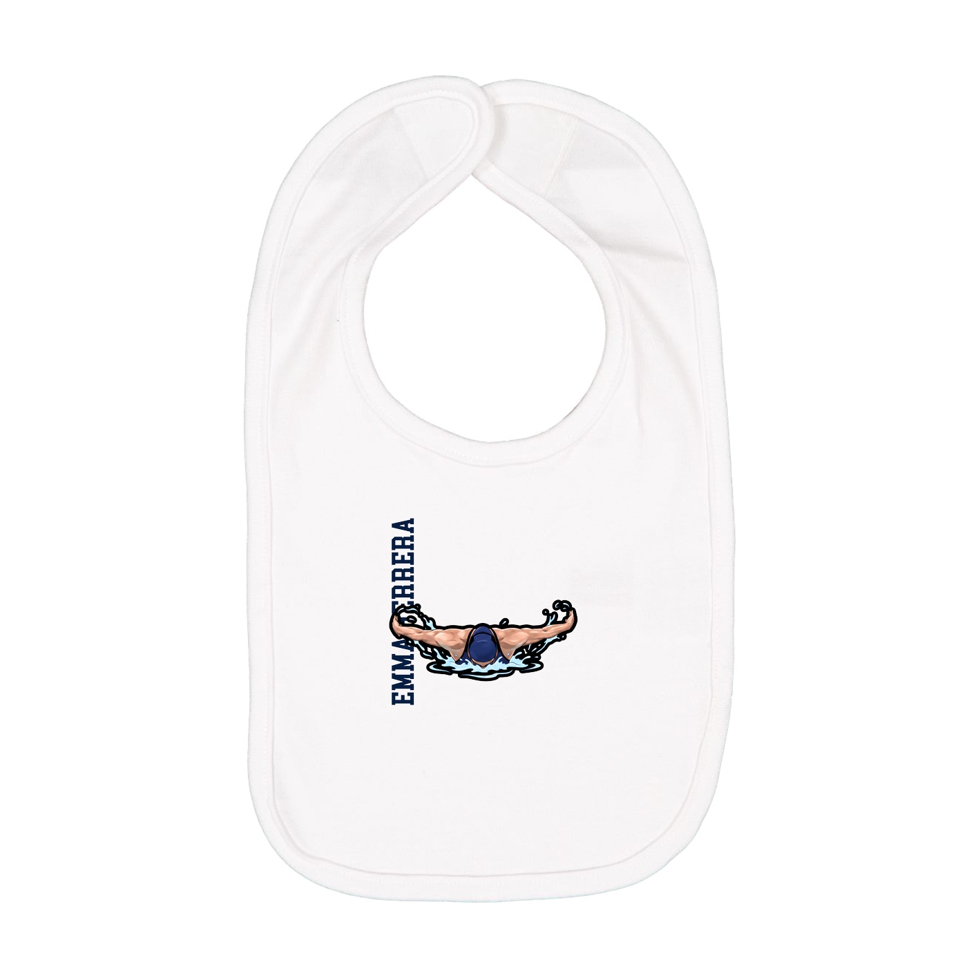 Infant Bib — Name Vertical in White