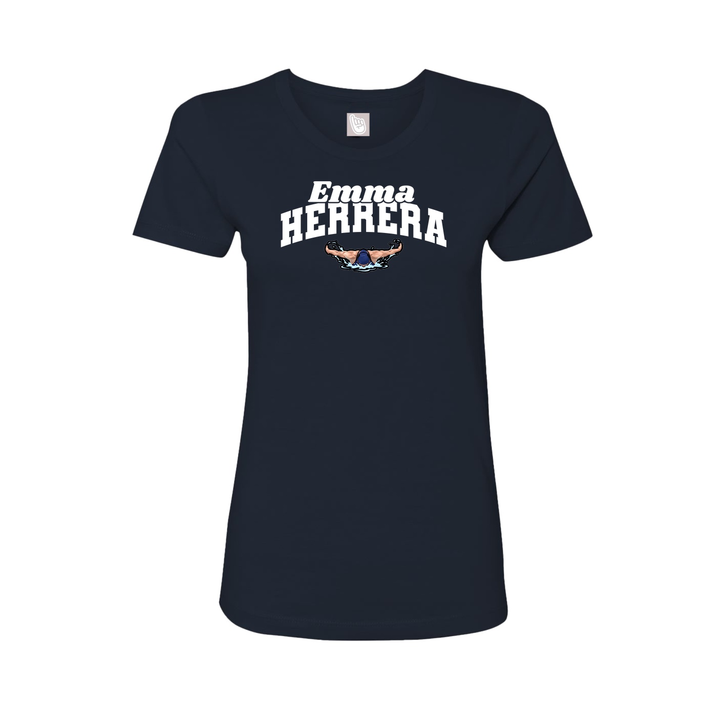 Fitted Women's Tee — Signature Arch in Navy