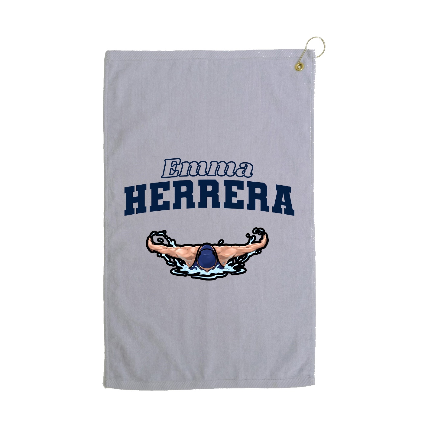 Golf Towel — Name Arch in Grey