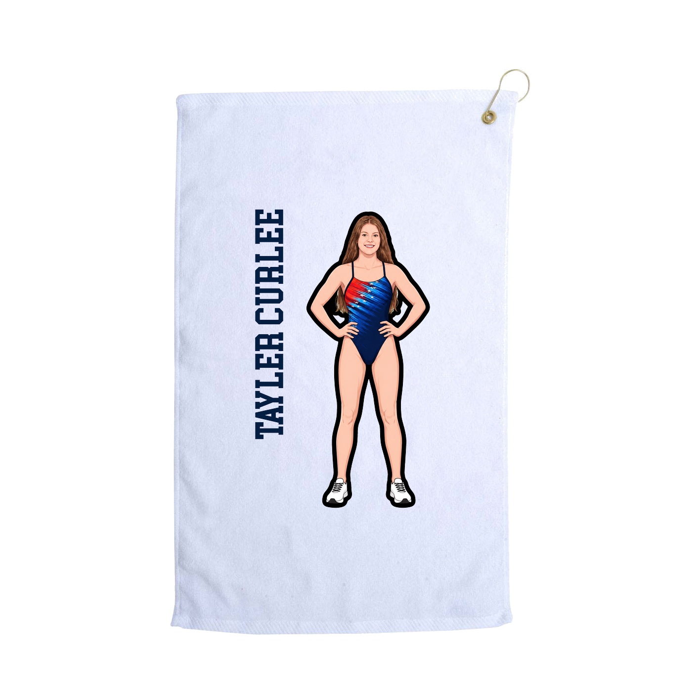 Golf Towel — Name Vertical in White