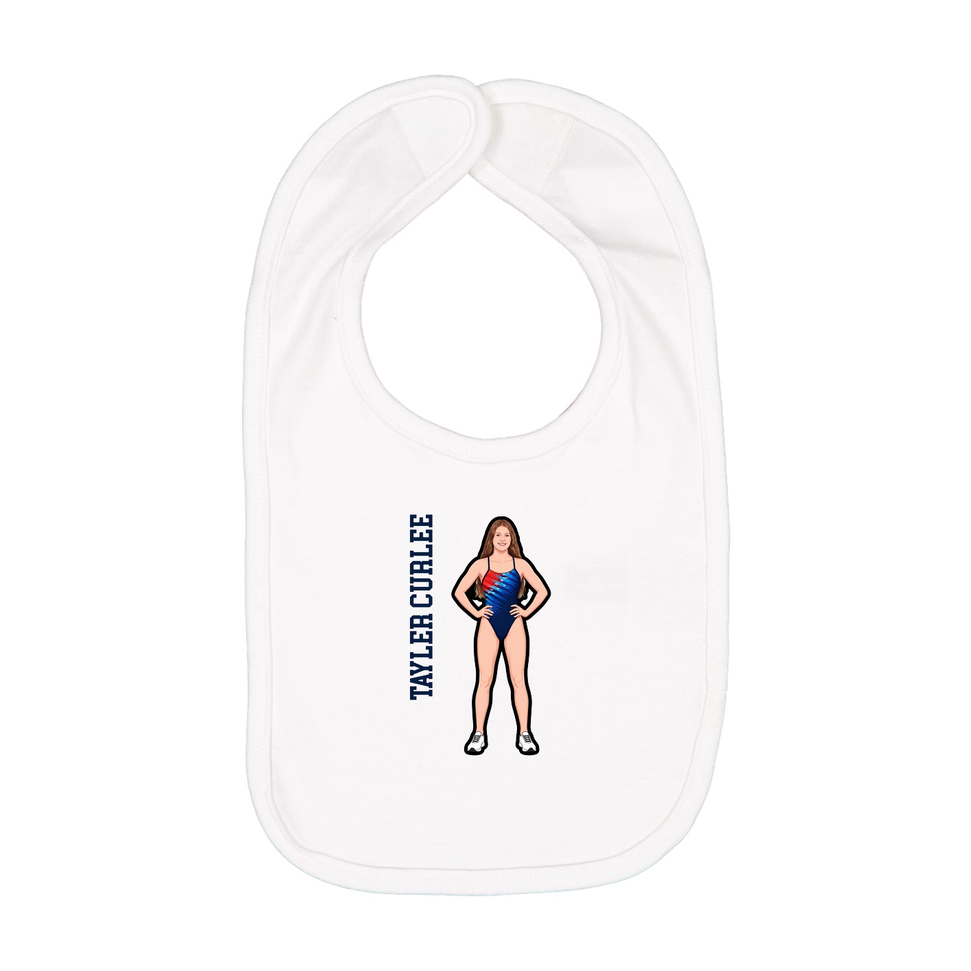 Infant Bib — Name Vertical in White