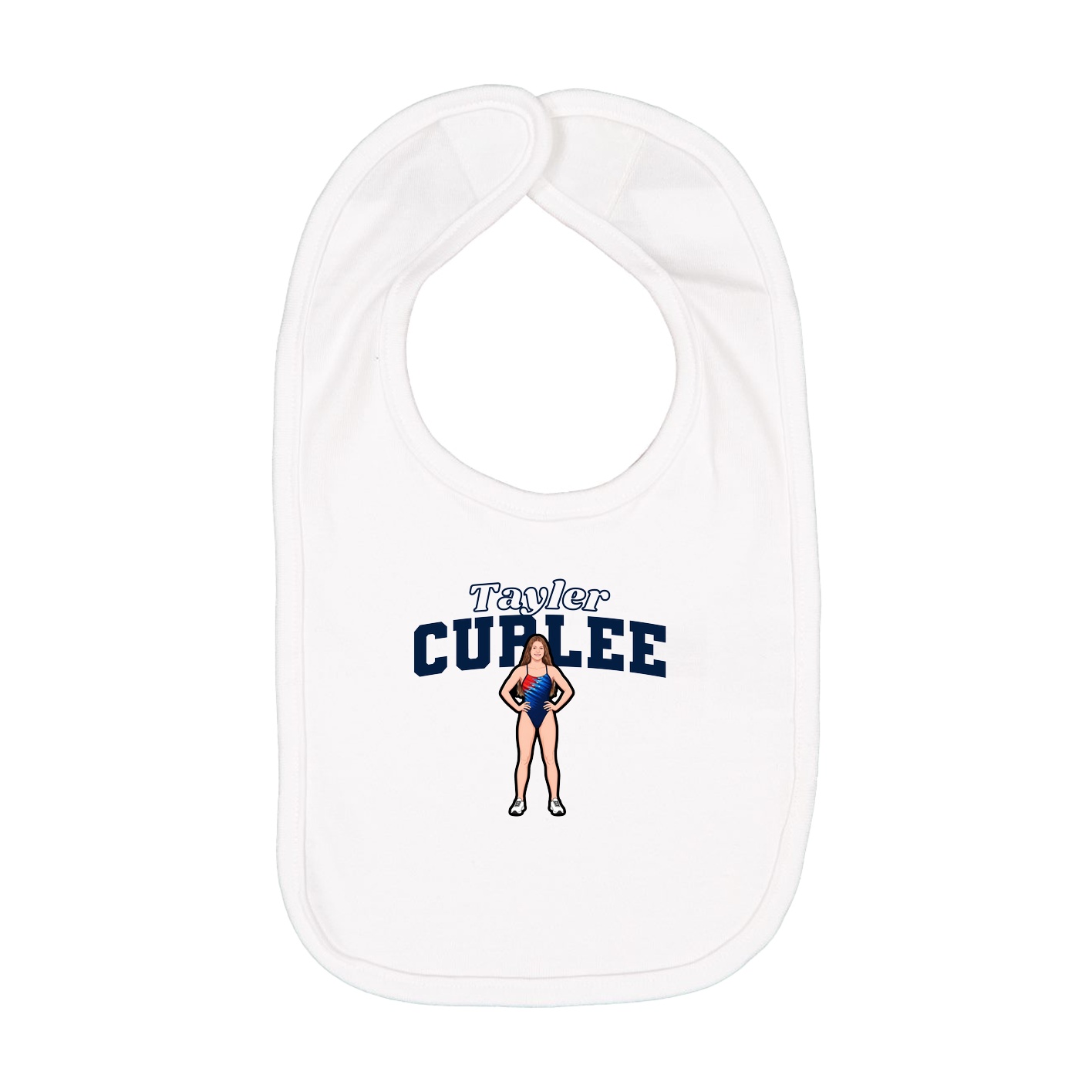 Infant Bib — Name Arch in White