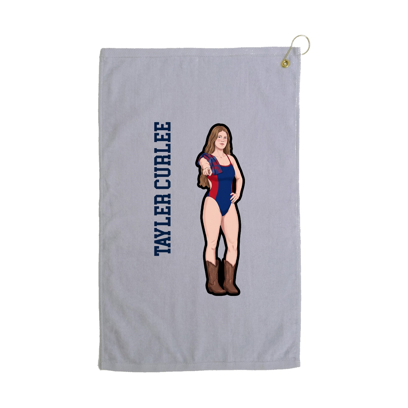 Golf Towel — Name Vertical in Grey