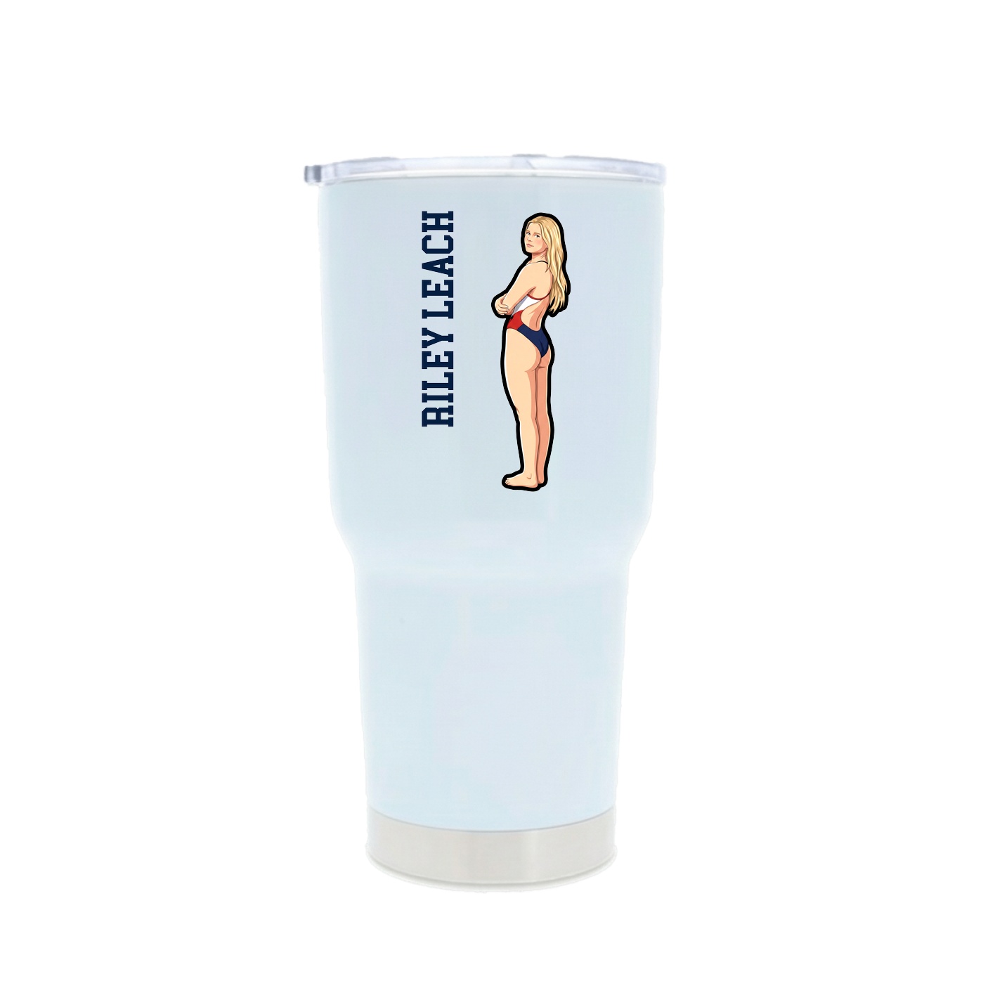 30oz Stainless Steel Tumbler — Name Vertical in White