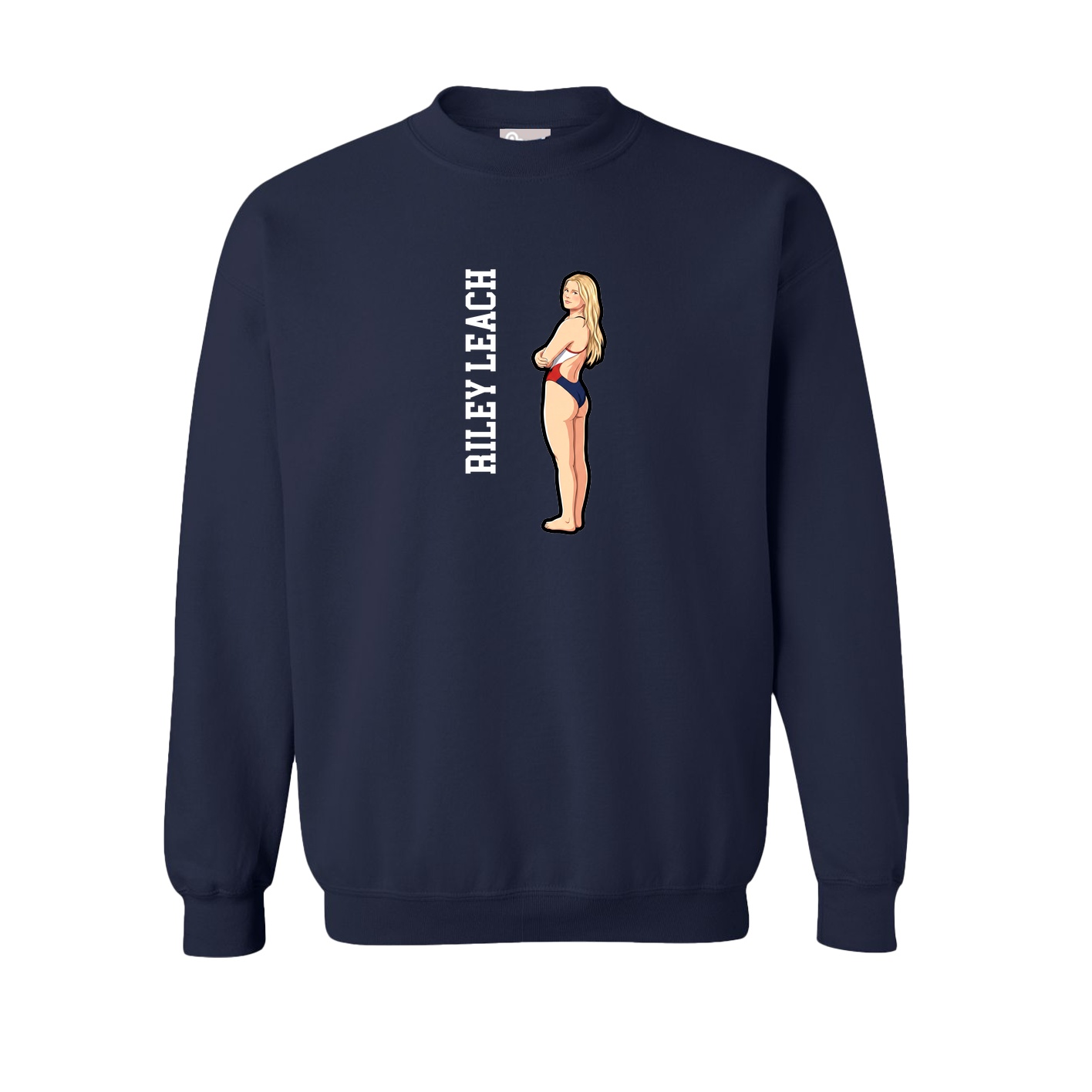 Fleece Crew — Name Vertical in Navy