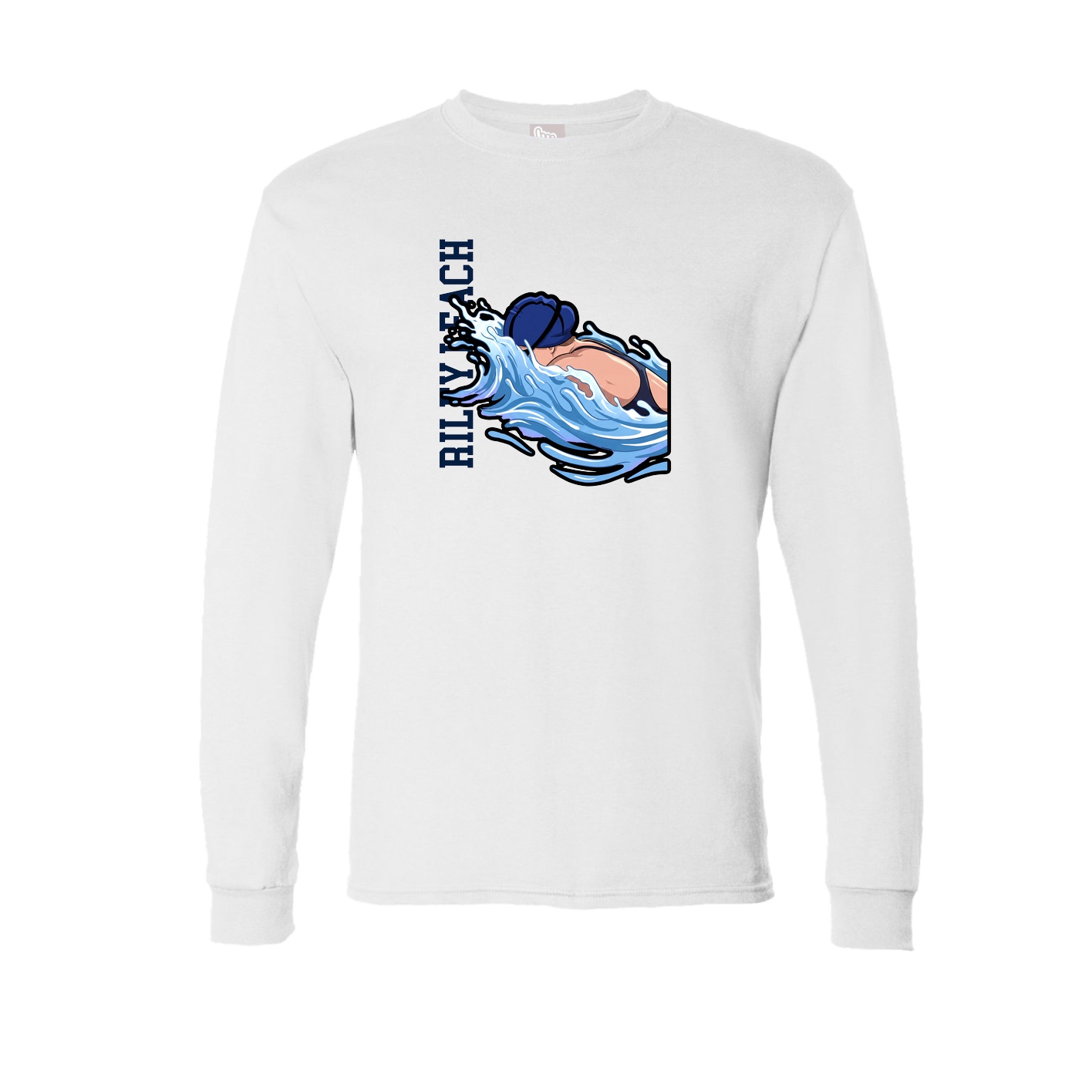 Long Sleeve Tee — Name Vertical in White