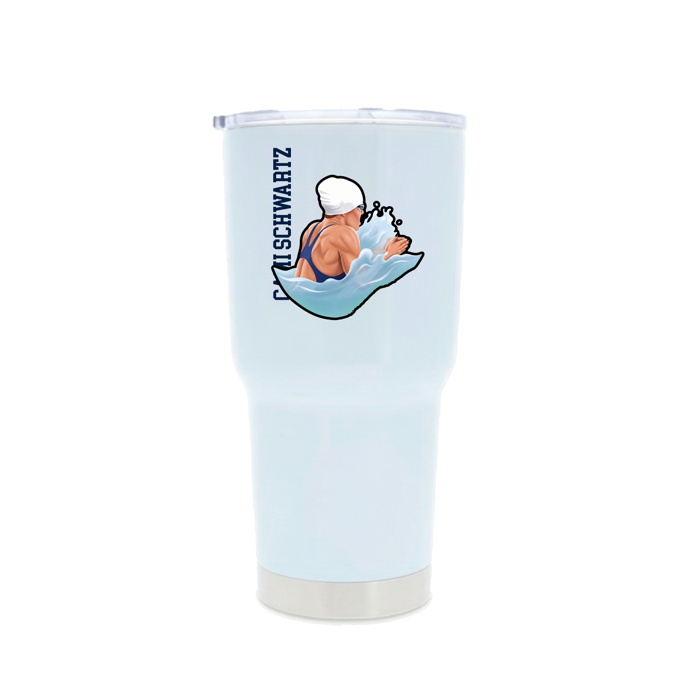 30oz Stainless Steel Tumbler — Name Vertical in White