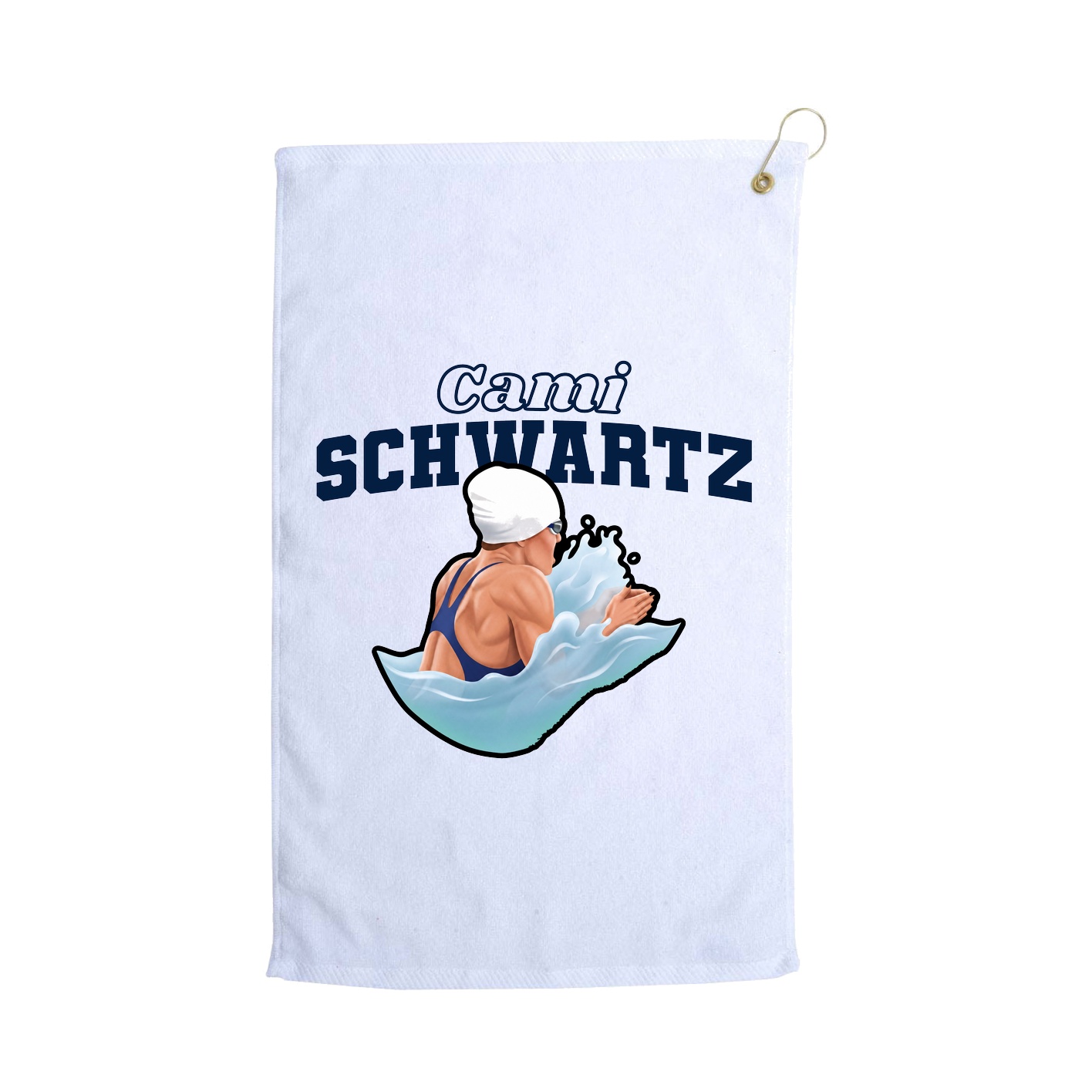 Golf Towel — Name Arch in White