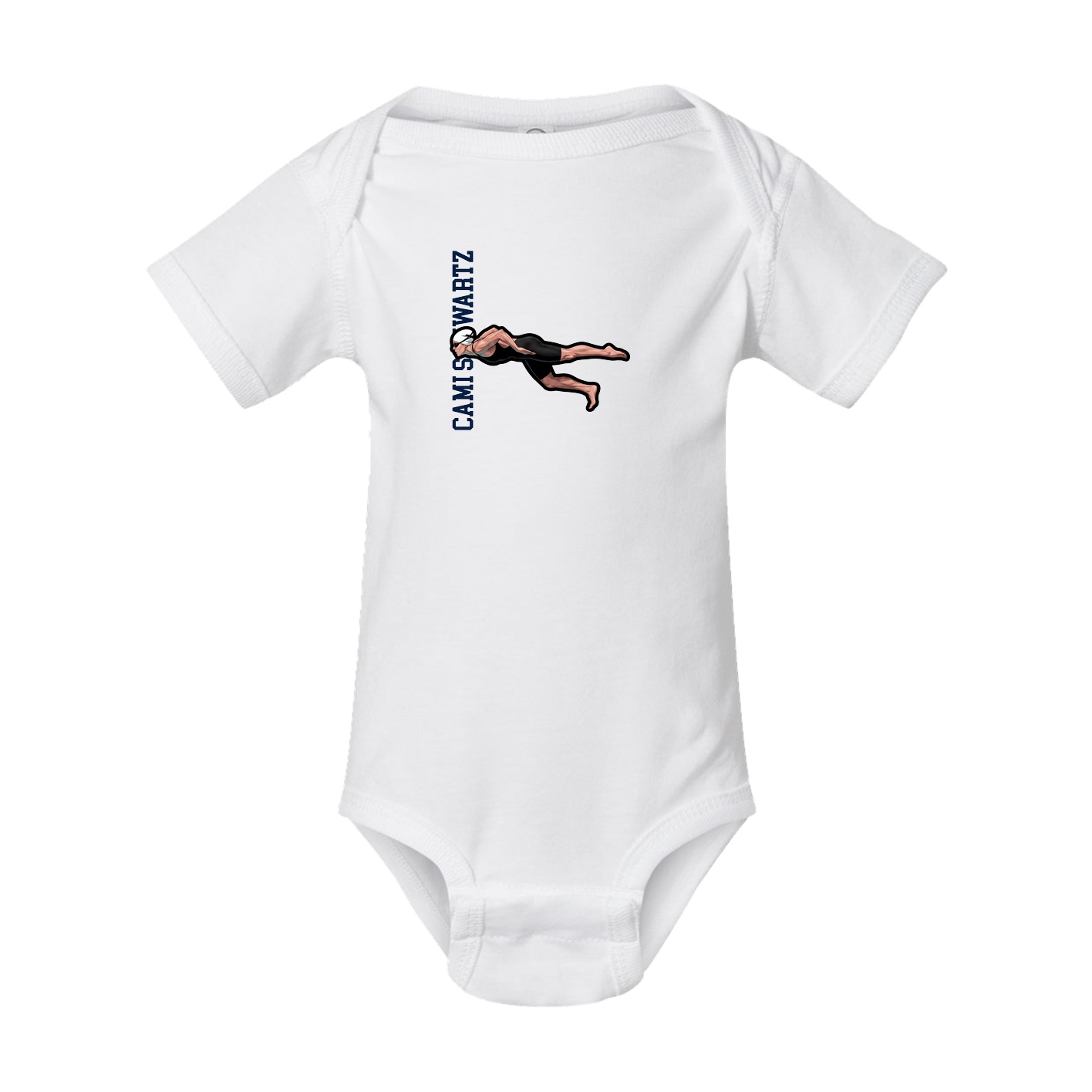 Baby Onesie — Name Vertical in White