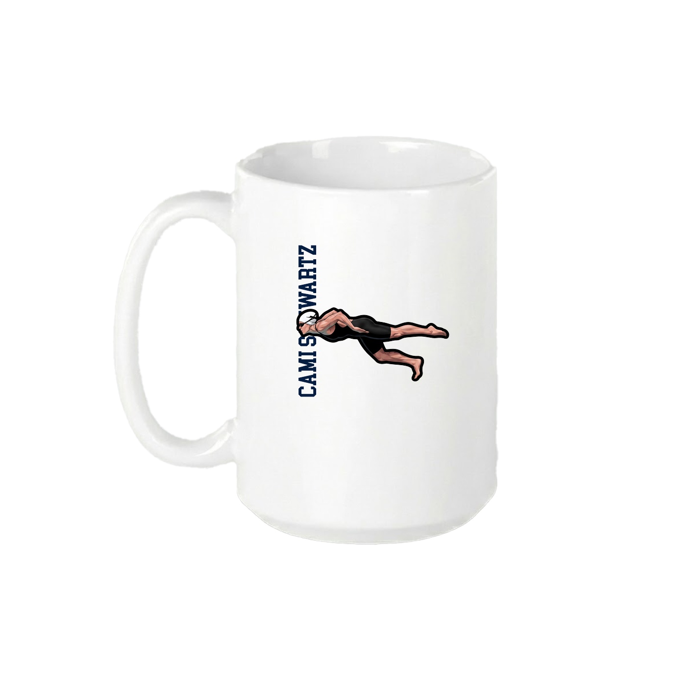 15oz Coffee Mug — Name Vertical in White