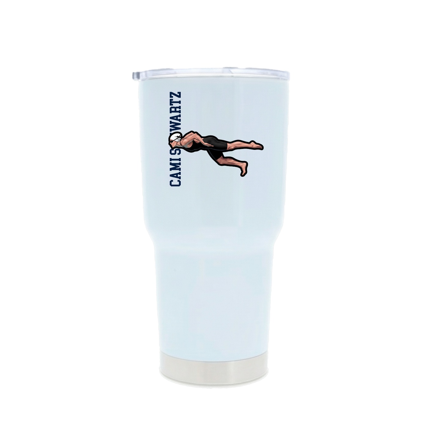 30oz Stainless Steel Tumbler — Name Vertical in White
