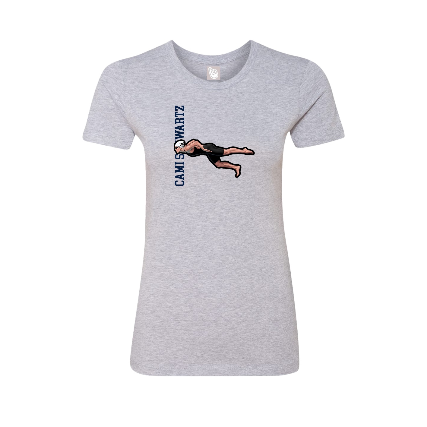 Fitted Women's Tee — Name Vertical in Grey