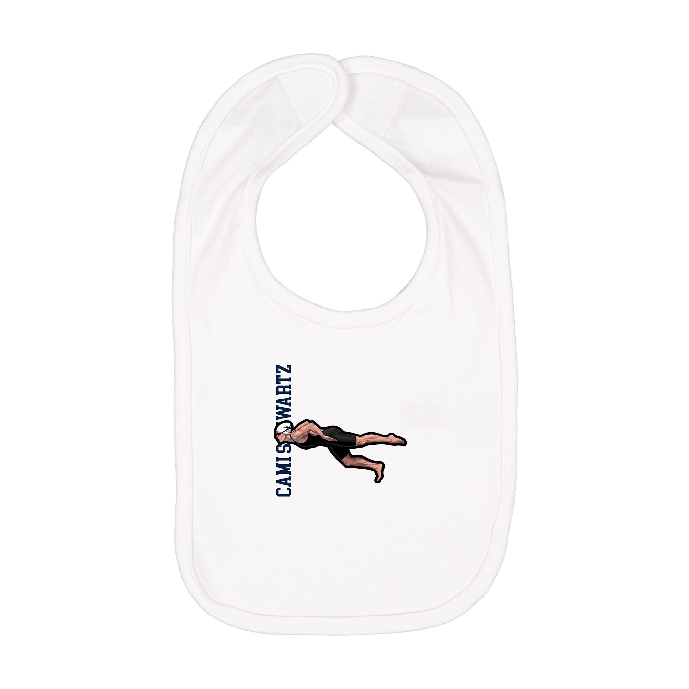 Infant Bib — Name Vertical in White