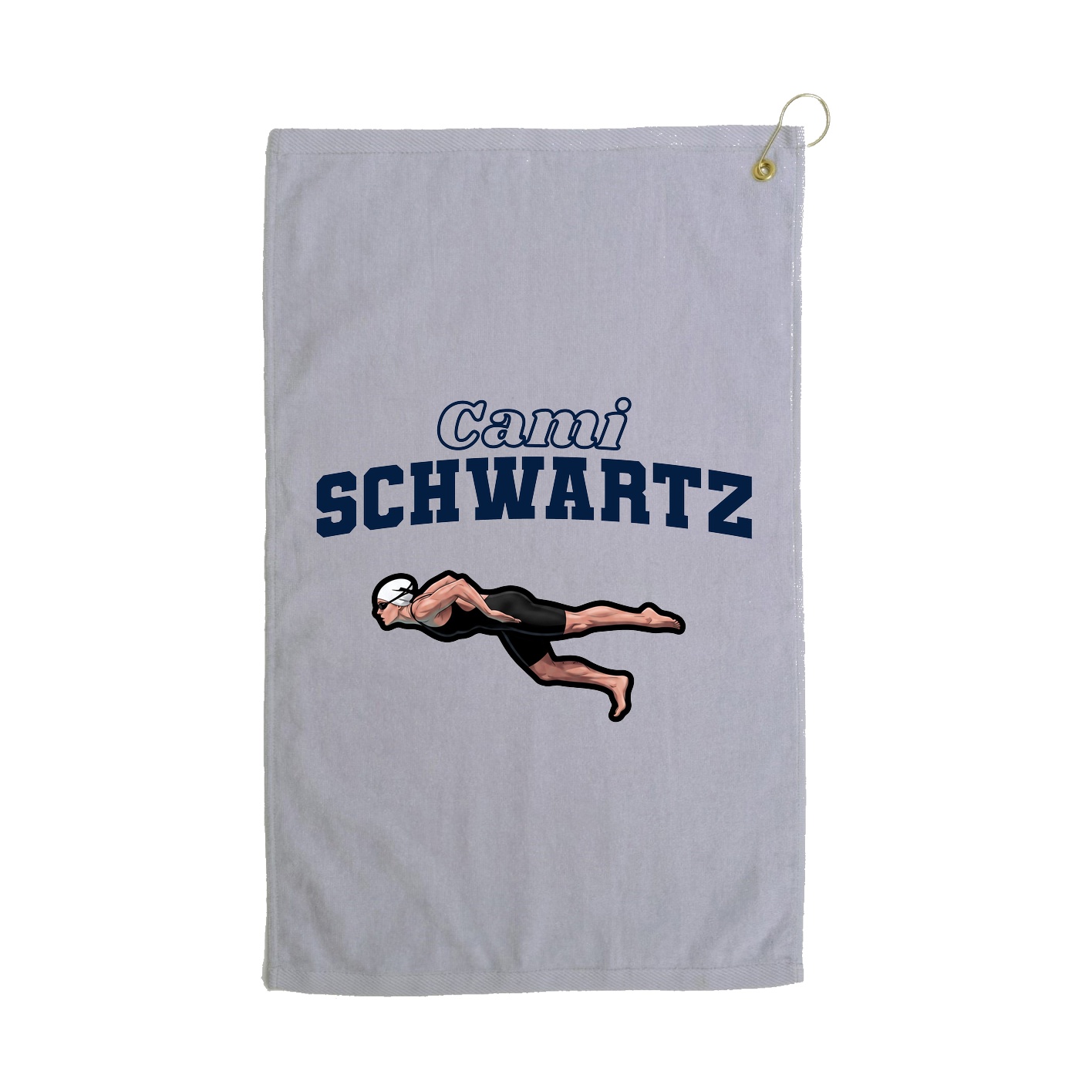 Golf Towel — Name Arch in Grey