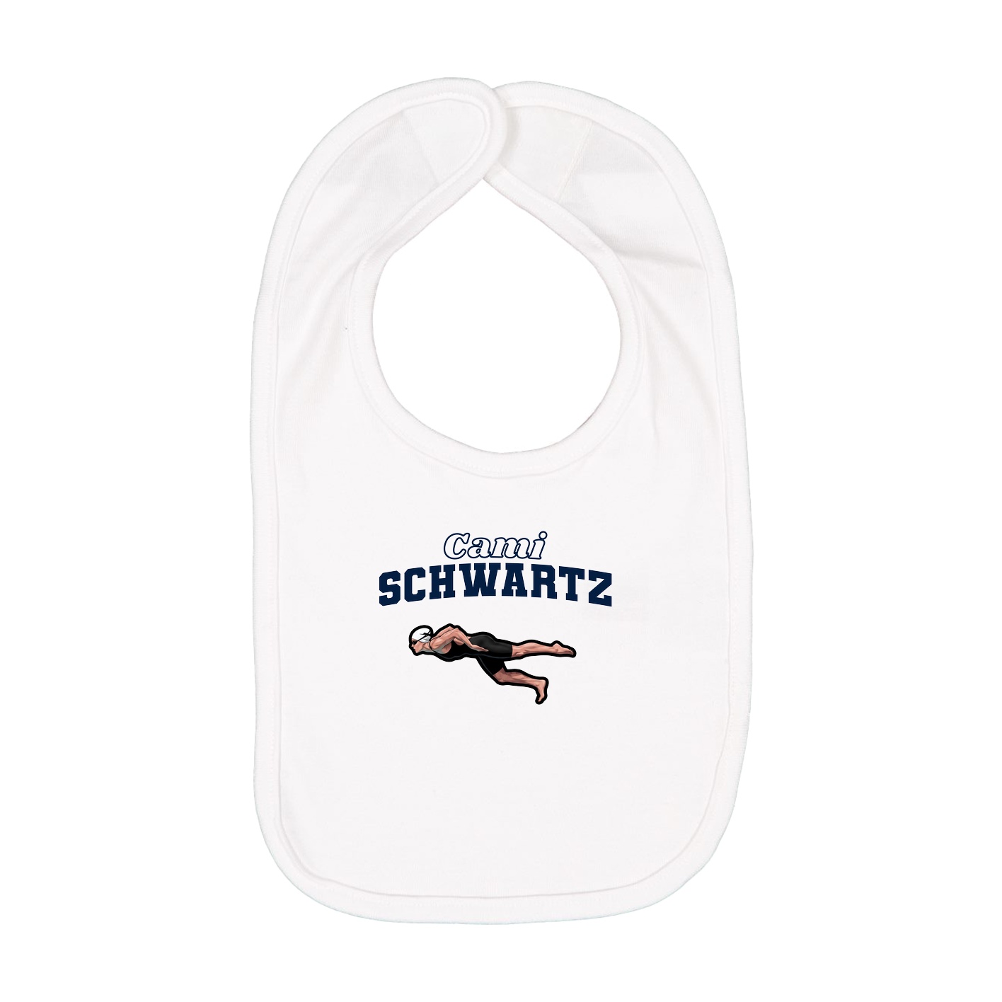 Infant Bib — Name Arch in White