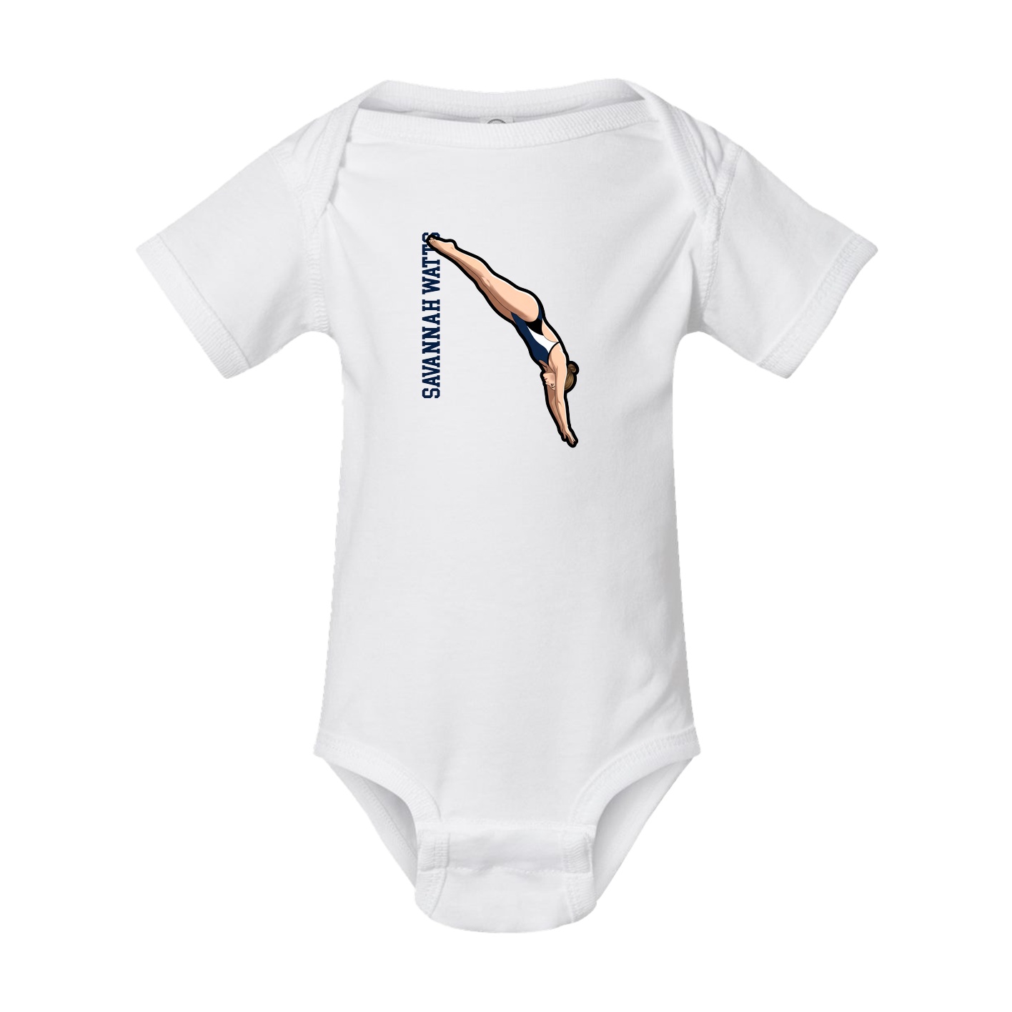 Baby Onesie — Name Vertical in White