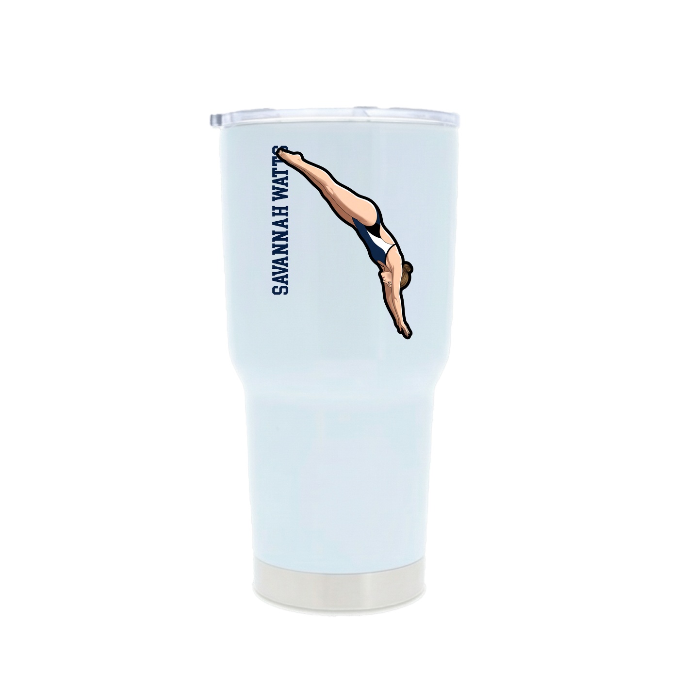 30oz Stainless Steel Tumbler — Name Vertical in White