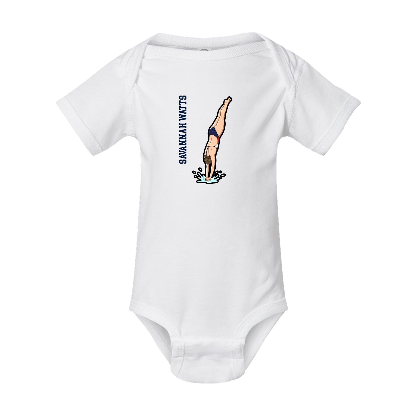 Baby Onesie — Name Vertical in White