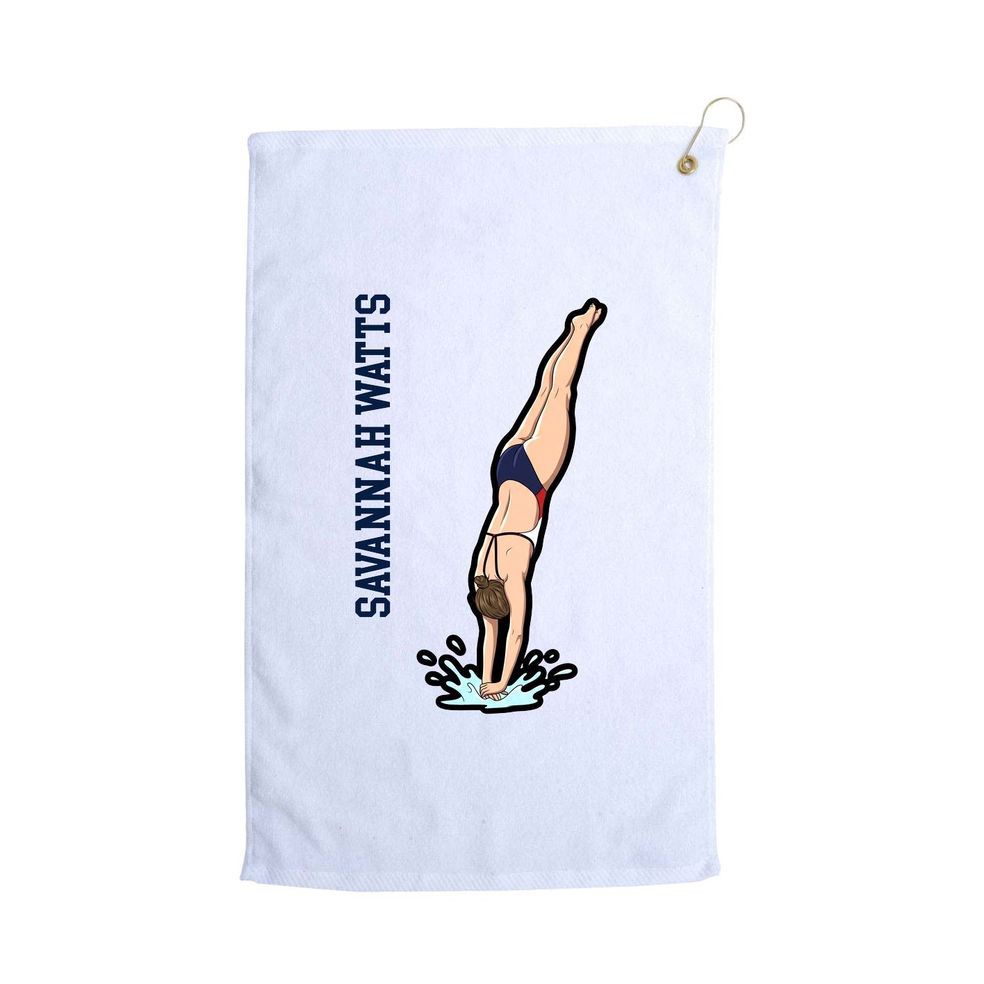 Golf Towel — Name Vertical in White