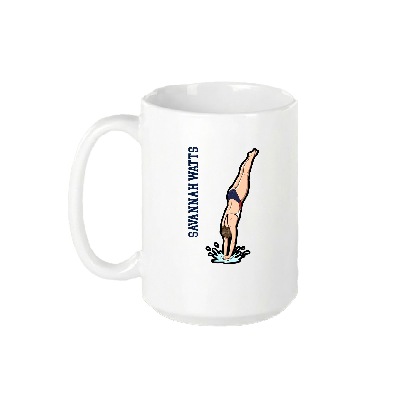 15oz Coffee Mug — Name Vertical in White