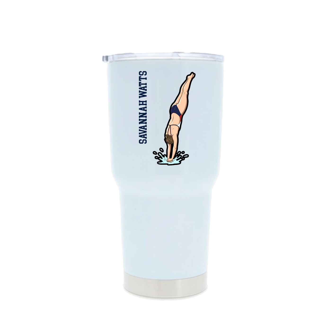 30oz Stainless Steel Tumbler — Name Vertical in White