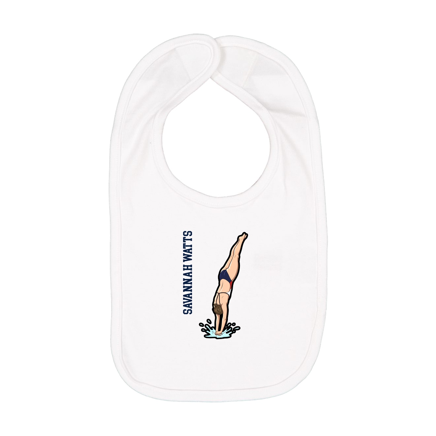 Infant Bib — Name Vertical in White