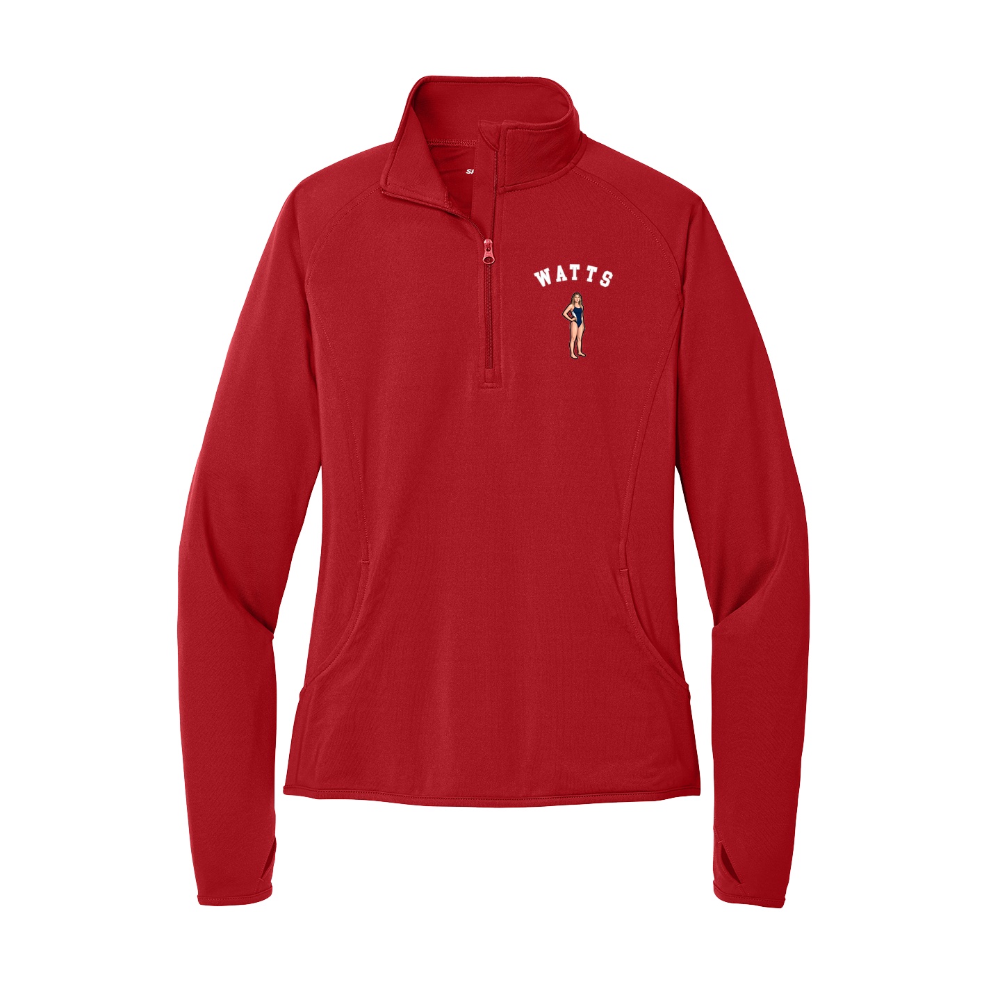 Women's Q-Zip Pullover — Shirsey Arch in Red