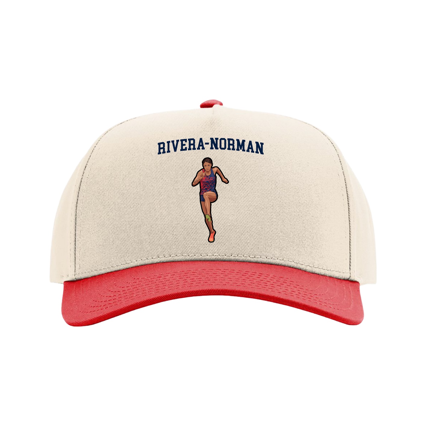 Full Fabric Five-Panel Champ Cap — Shirsey in Cream/Red