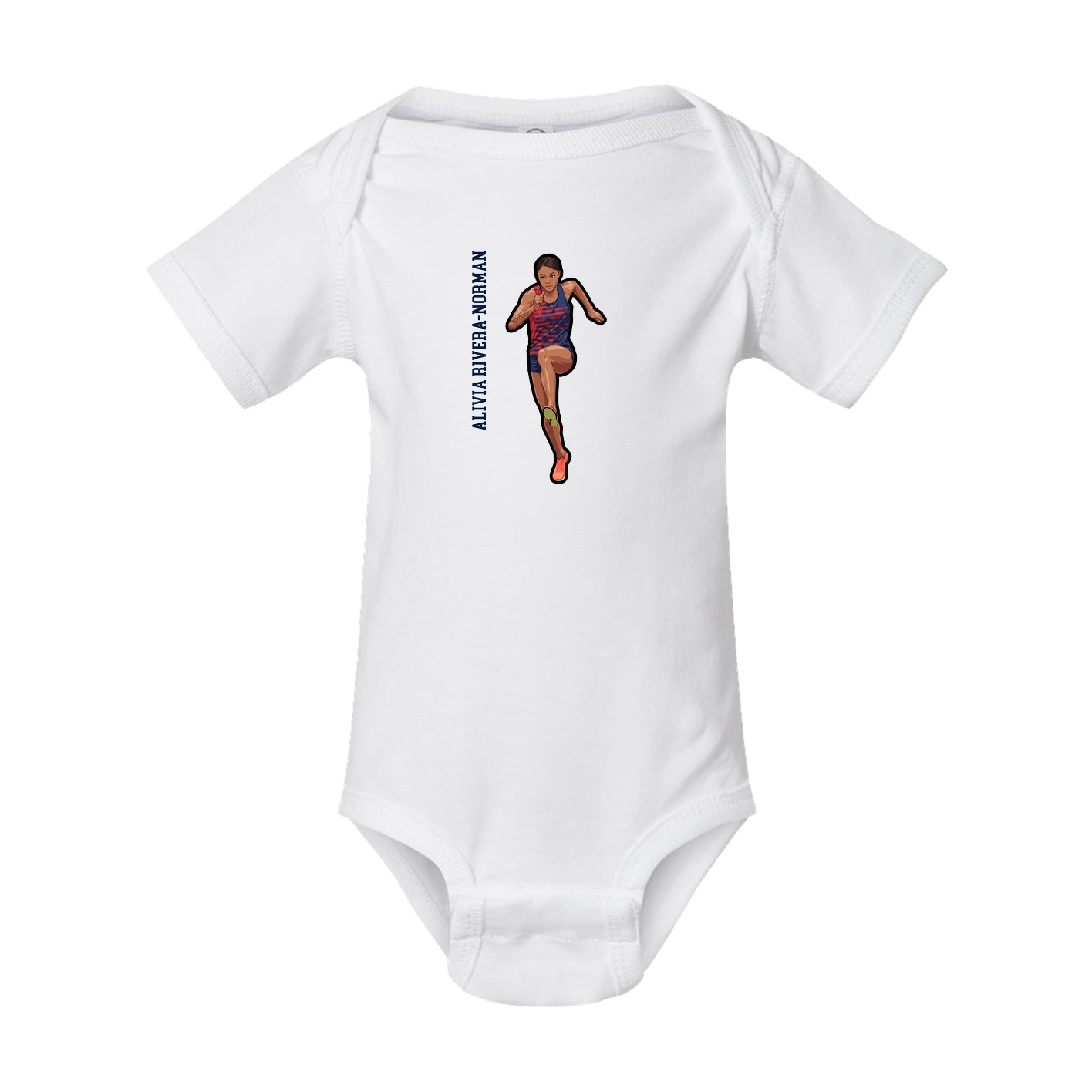 Baby Onesie — Name Vertical in White