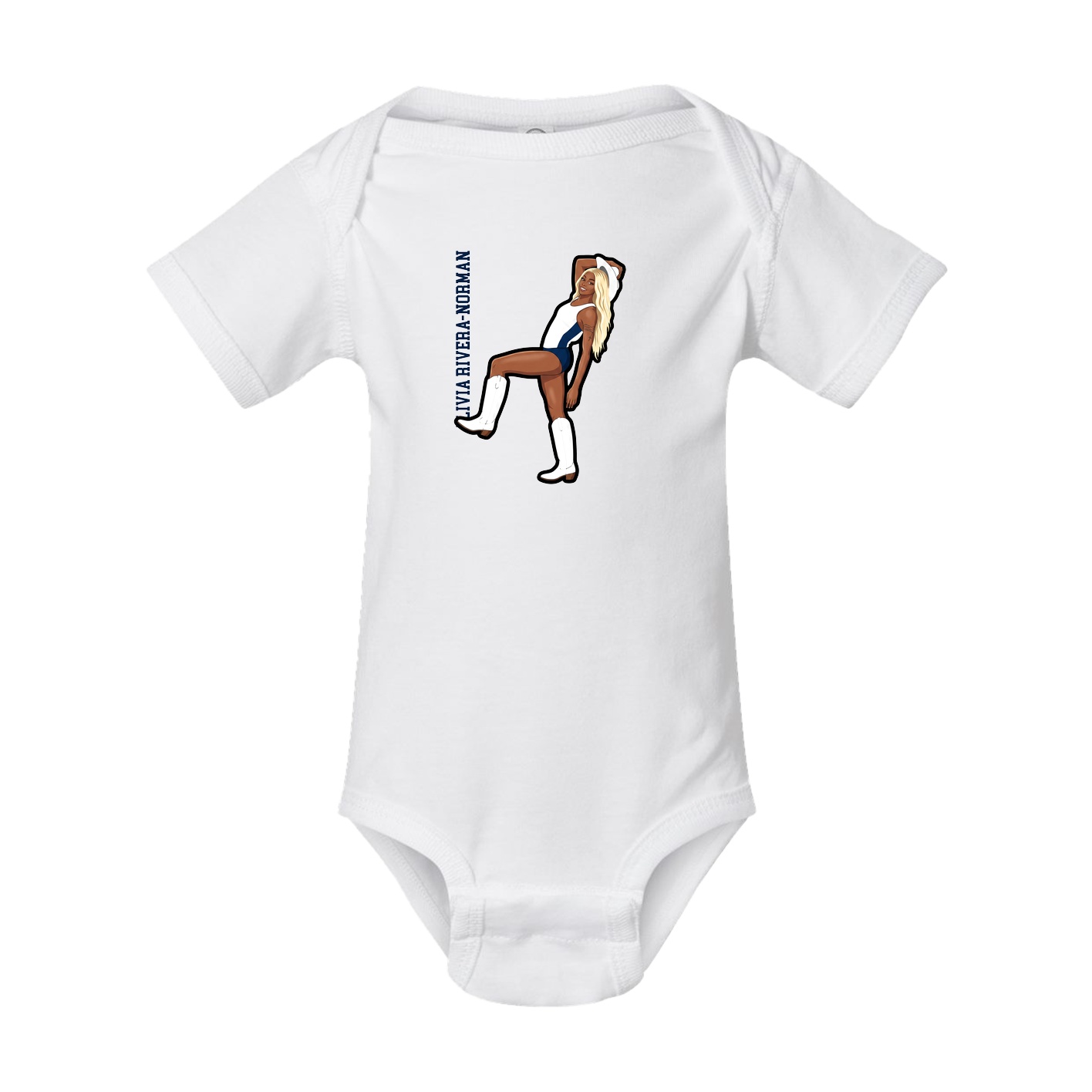Baby Onesie — Name Vertical in White