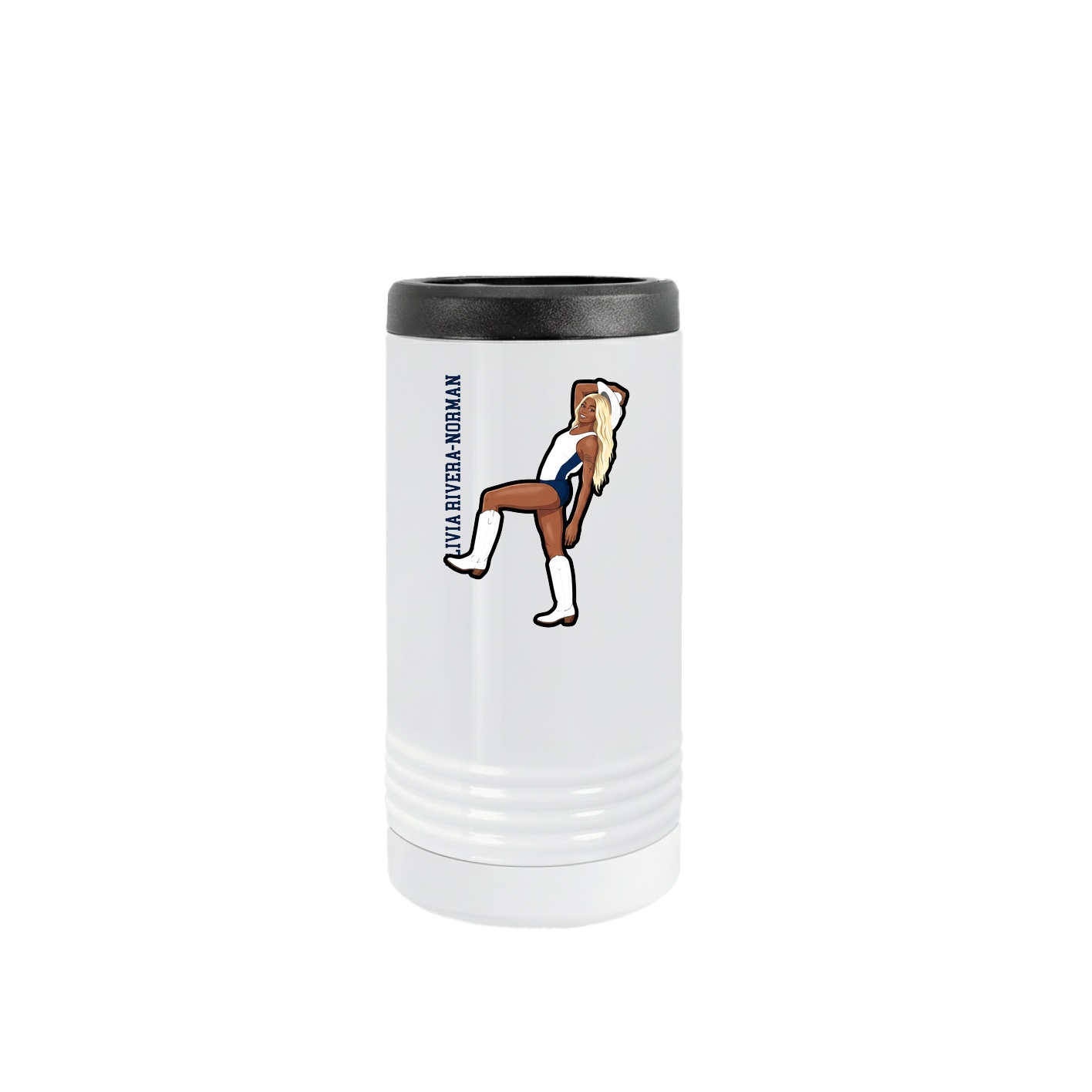 Slim Beverage Holder — Name Vertical in White