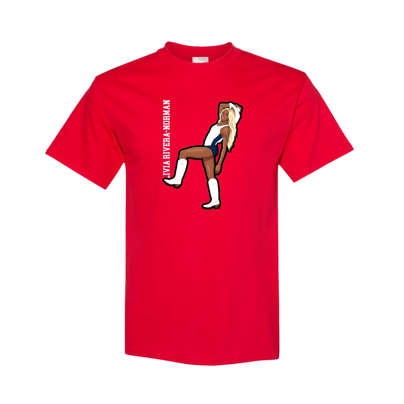 Tee — Name Vertical in Red