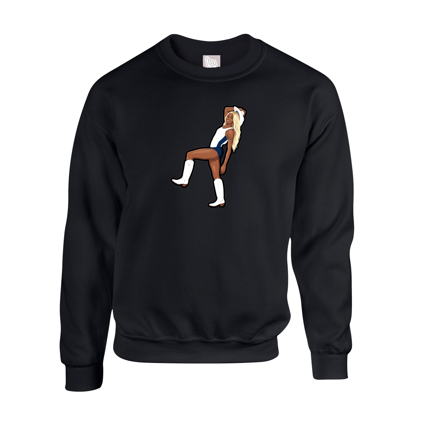 Fleece Crew — Name Vertical in Black