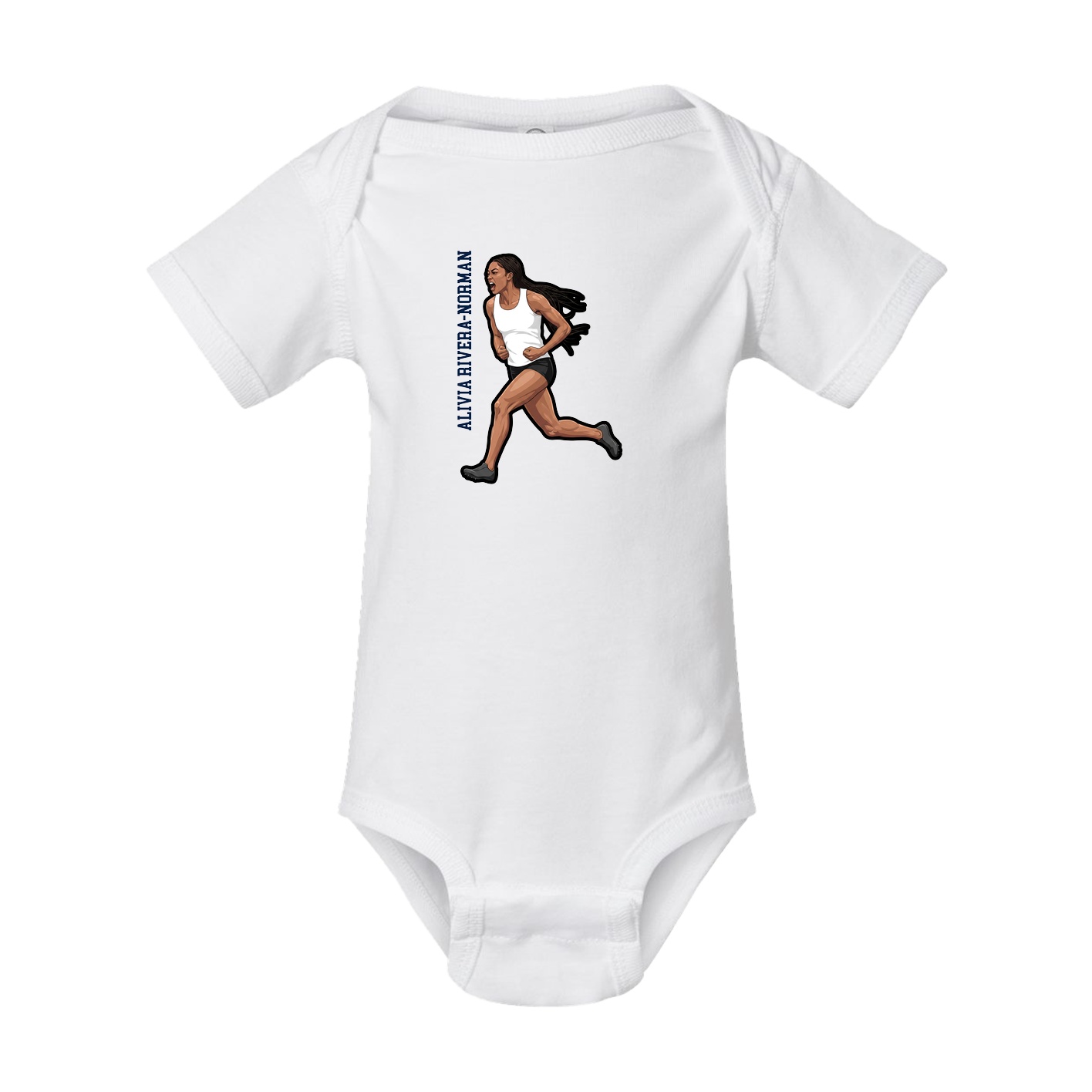 Baby Onesie — Name Vertical in White